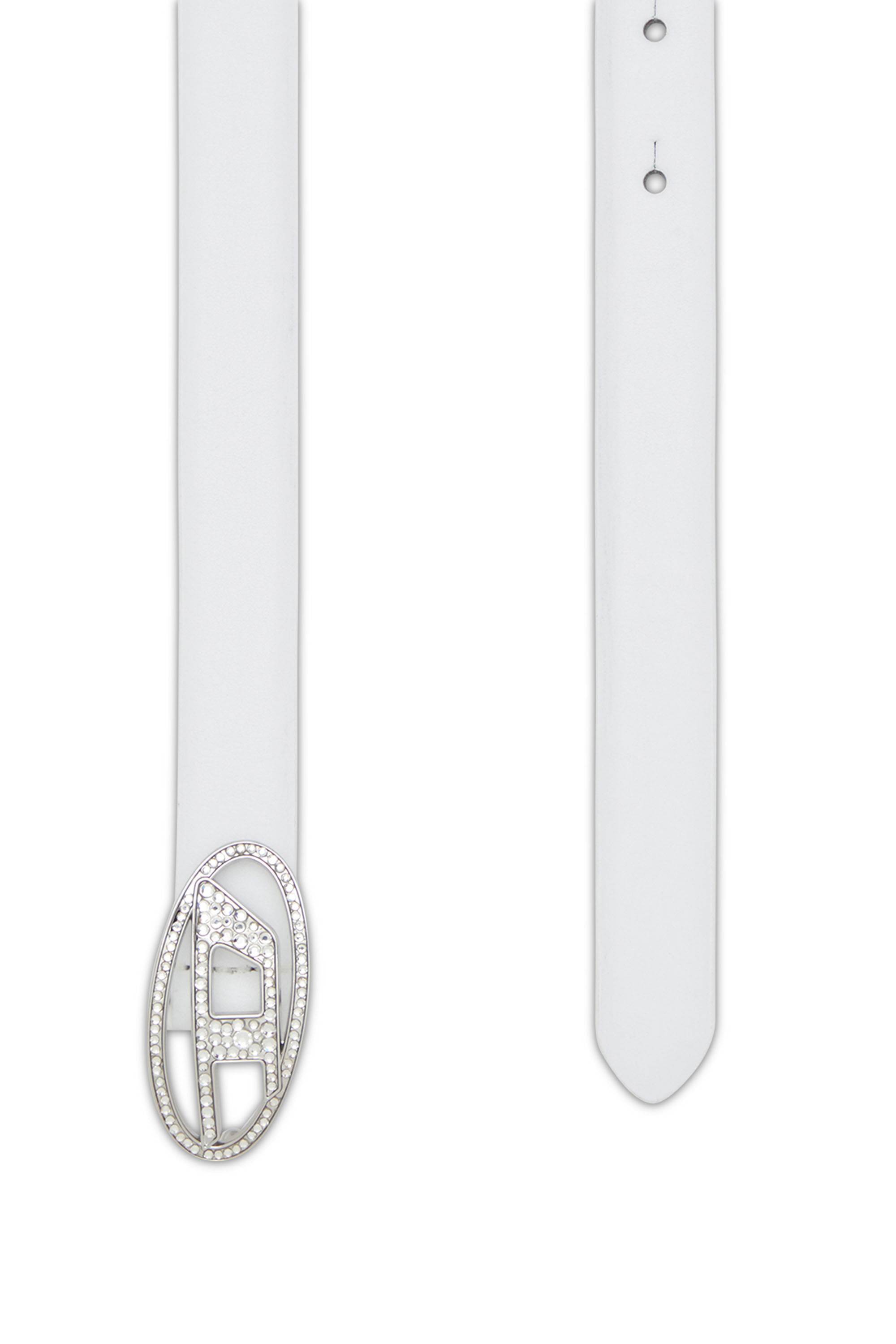 【数々のアワードを受賞】 Women's Slim leather belt with crystal buckle | White | Diesel 小物