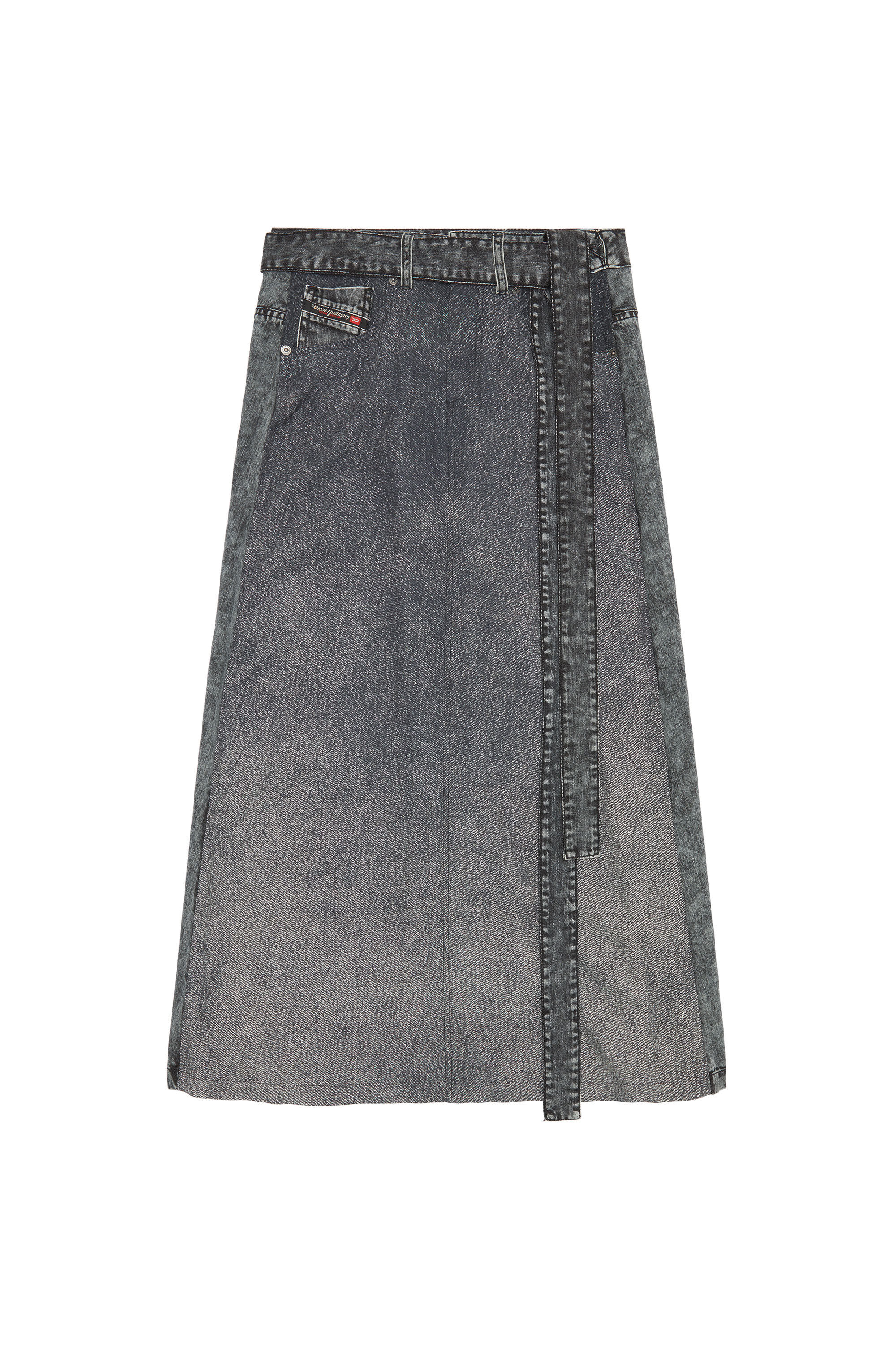 O-TINA Woman: Twill skirt with trompe l'oeil denim print