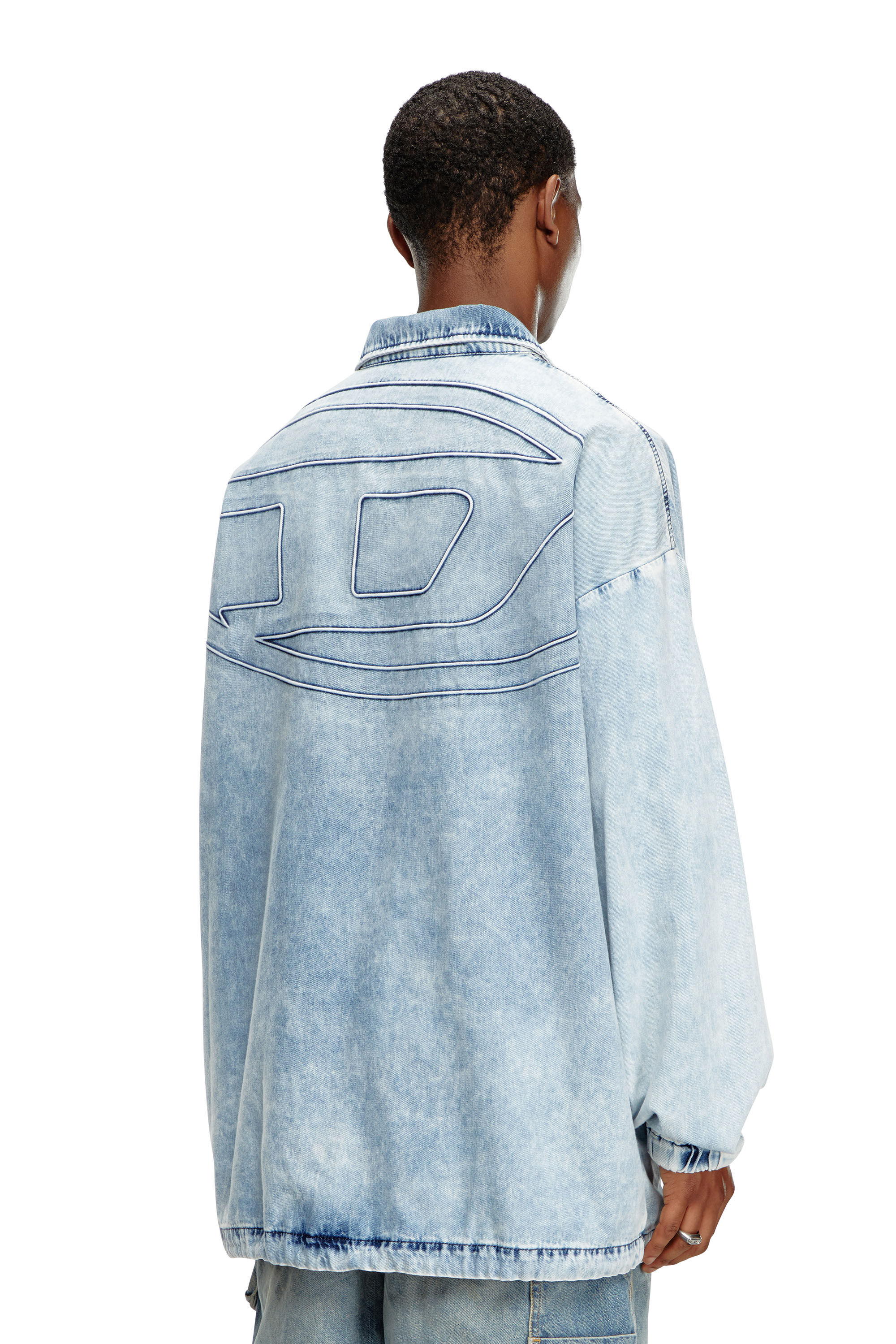 Diesel - D-KRAP-S1, Man Denim jacket with Oval D in Blue - Image 5