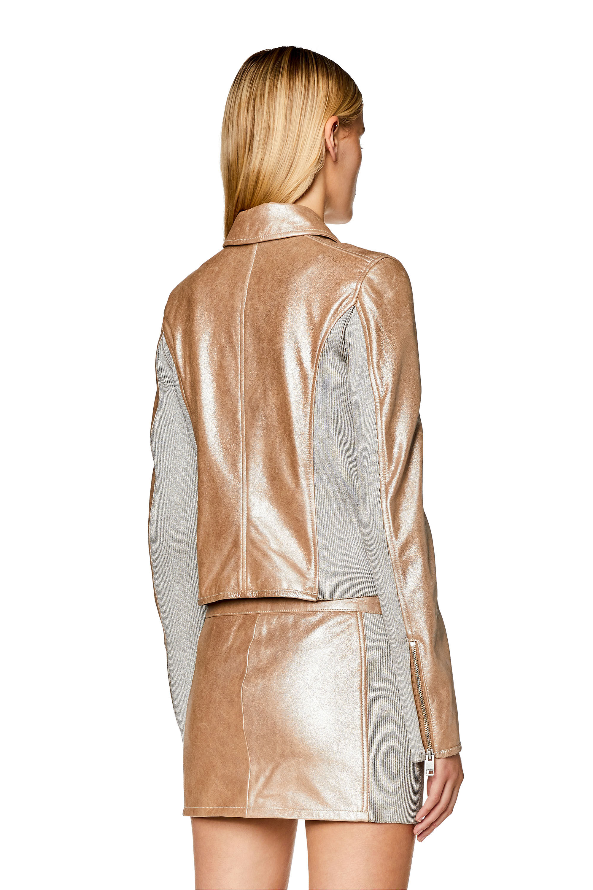 Women's Silver-effect leather jacket | Multicolor | Diesel