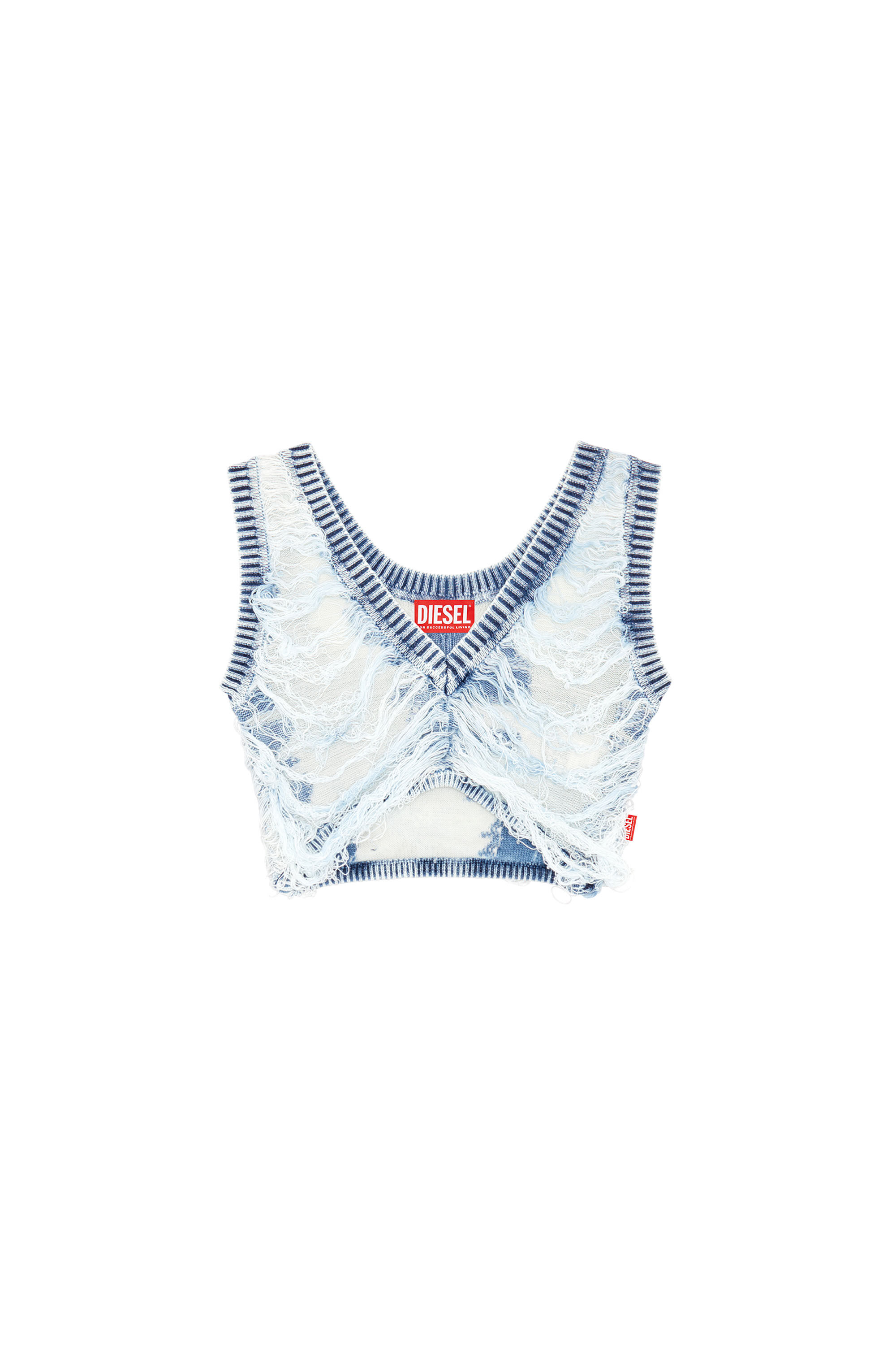 Women's Bra top in destroyed indigo knit | Blue | Diesel