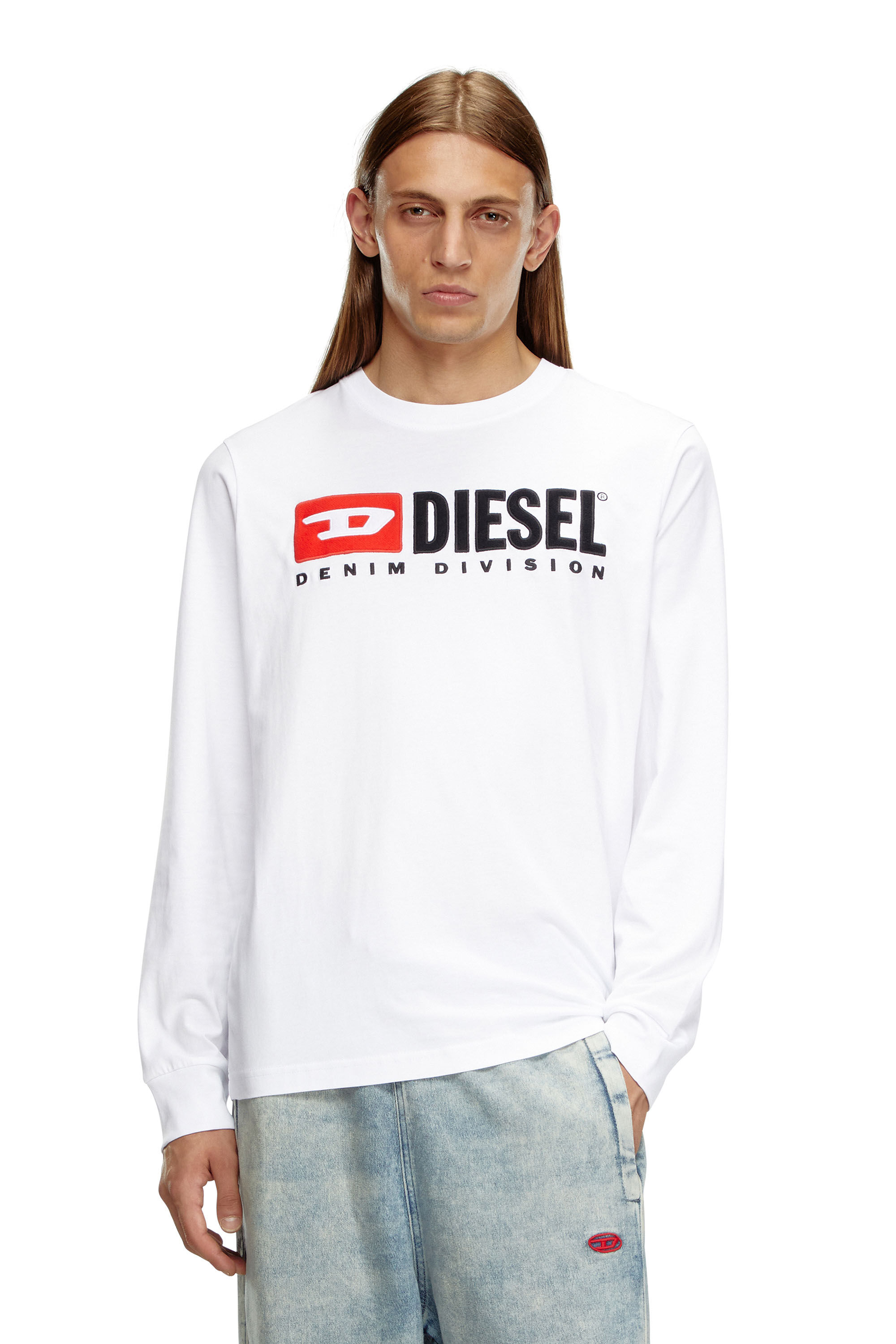 Diesel - T-JUST-LS-DIV, Camiseta de manga larga con bordado Hombre in Blanco - 3