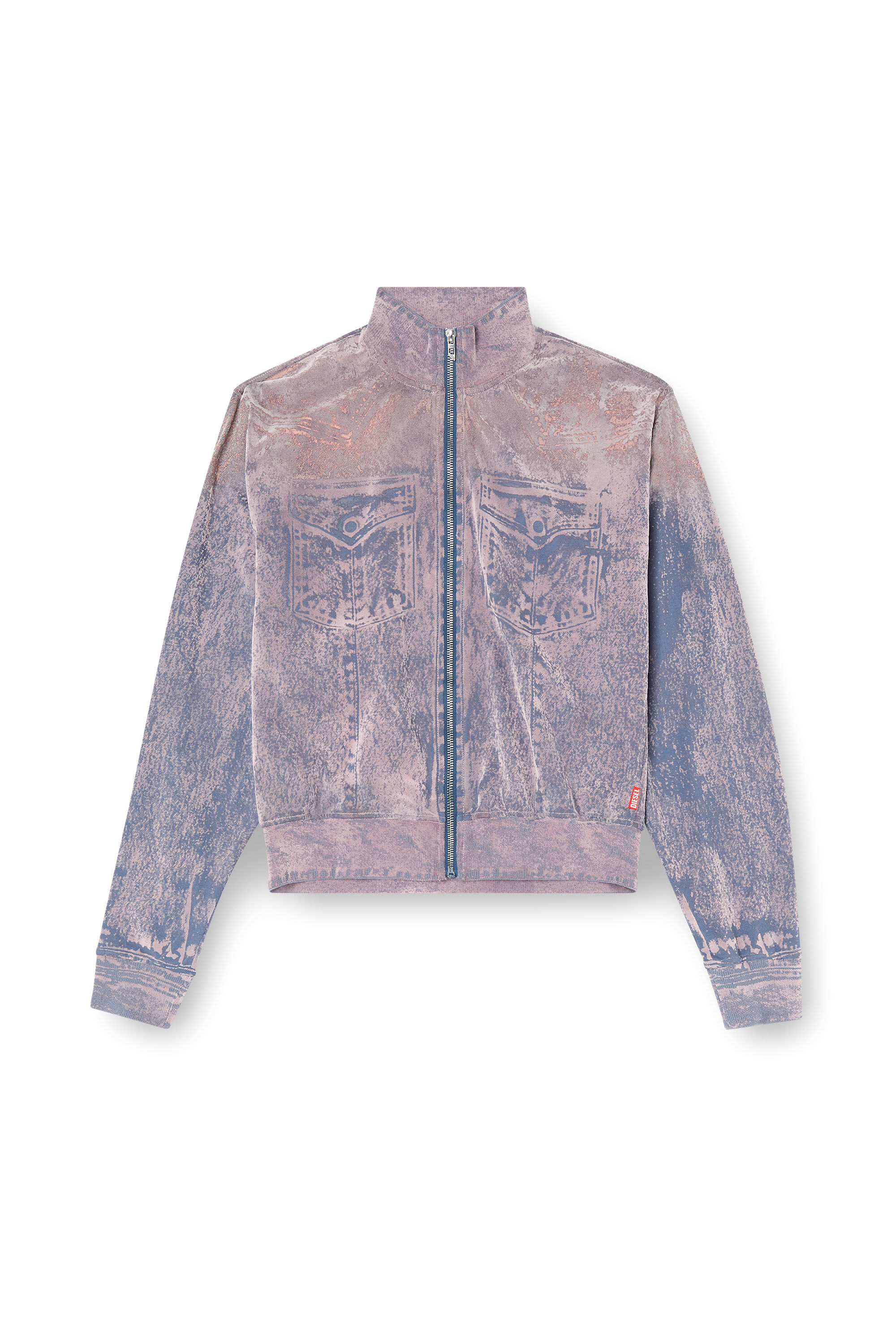 Diesel - F-SLITLY, Sudadera con cremallera en relieve trampantojo Mujer in Multicolor - 2