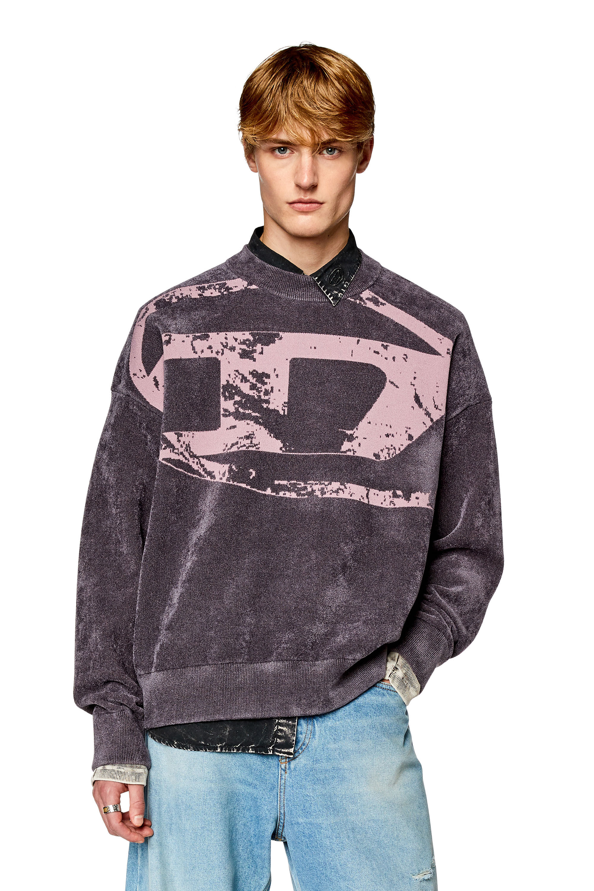 Men s Sweatshirt with distressed oval D K TRIA Diesel