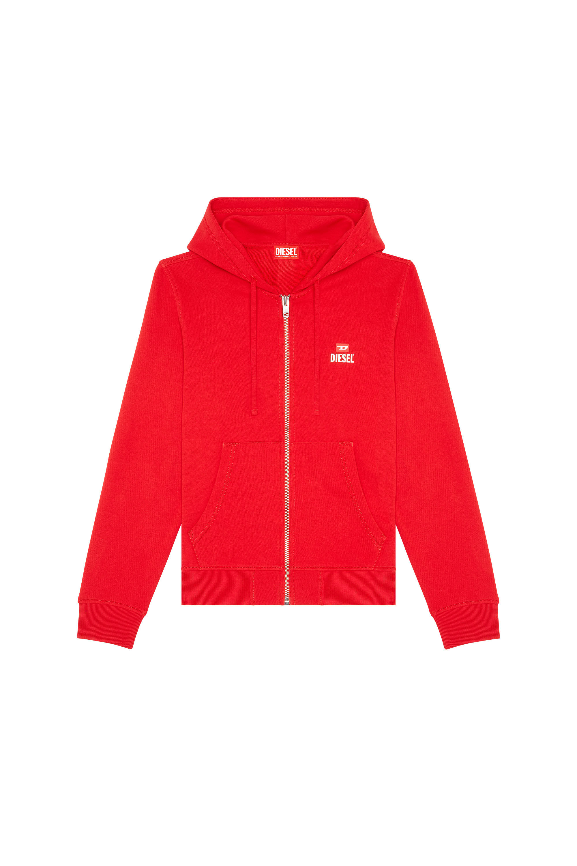 Diesel - S-GINN-HOOD-ZIP-G1, Sudadera con cremallera y logotipo D Hombre in Rojo - 2