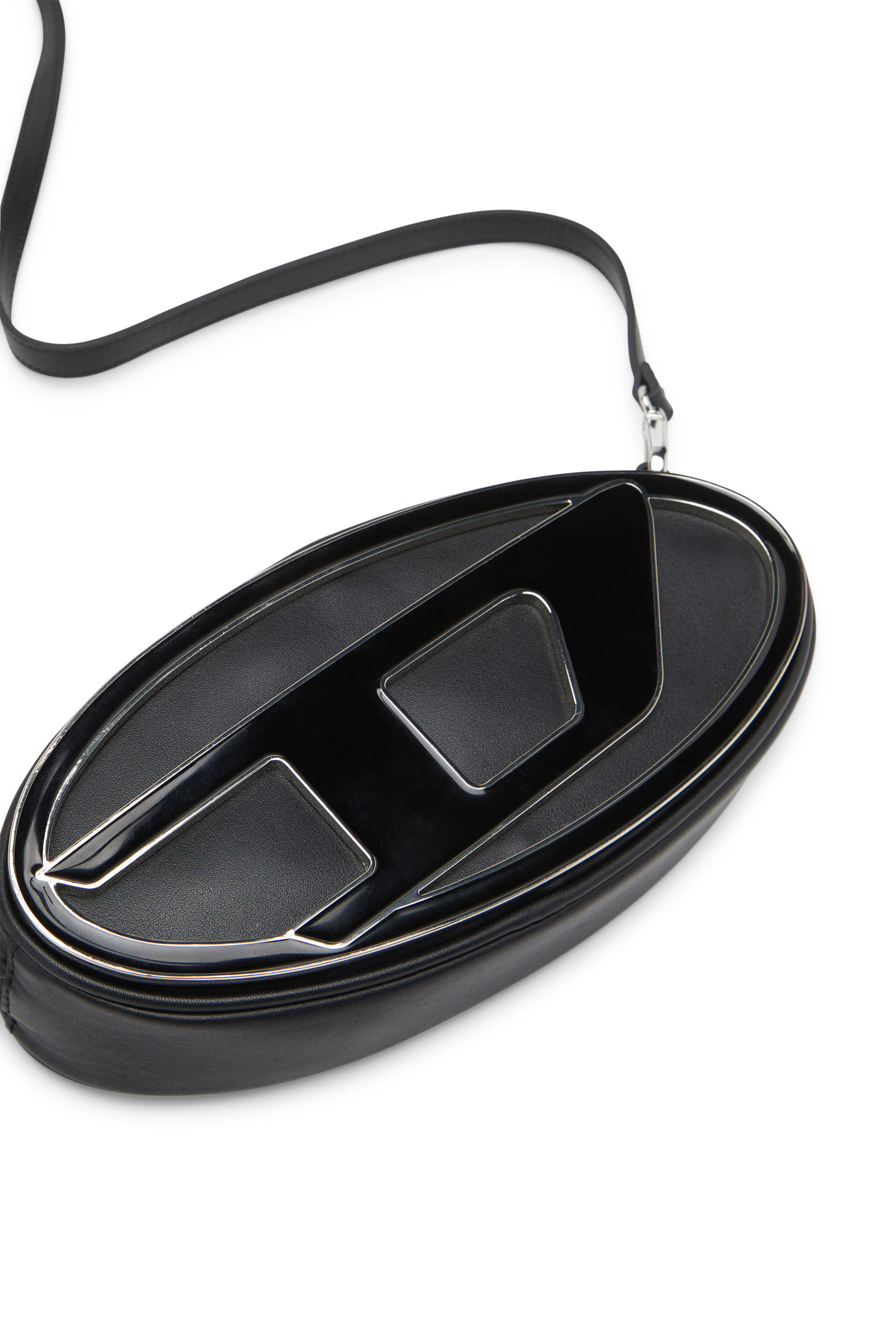 1DR-POUCH Woman: Small leather crossbody with logo plaque