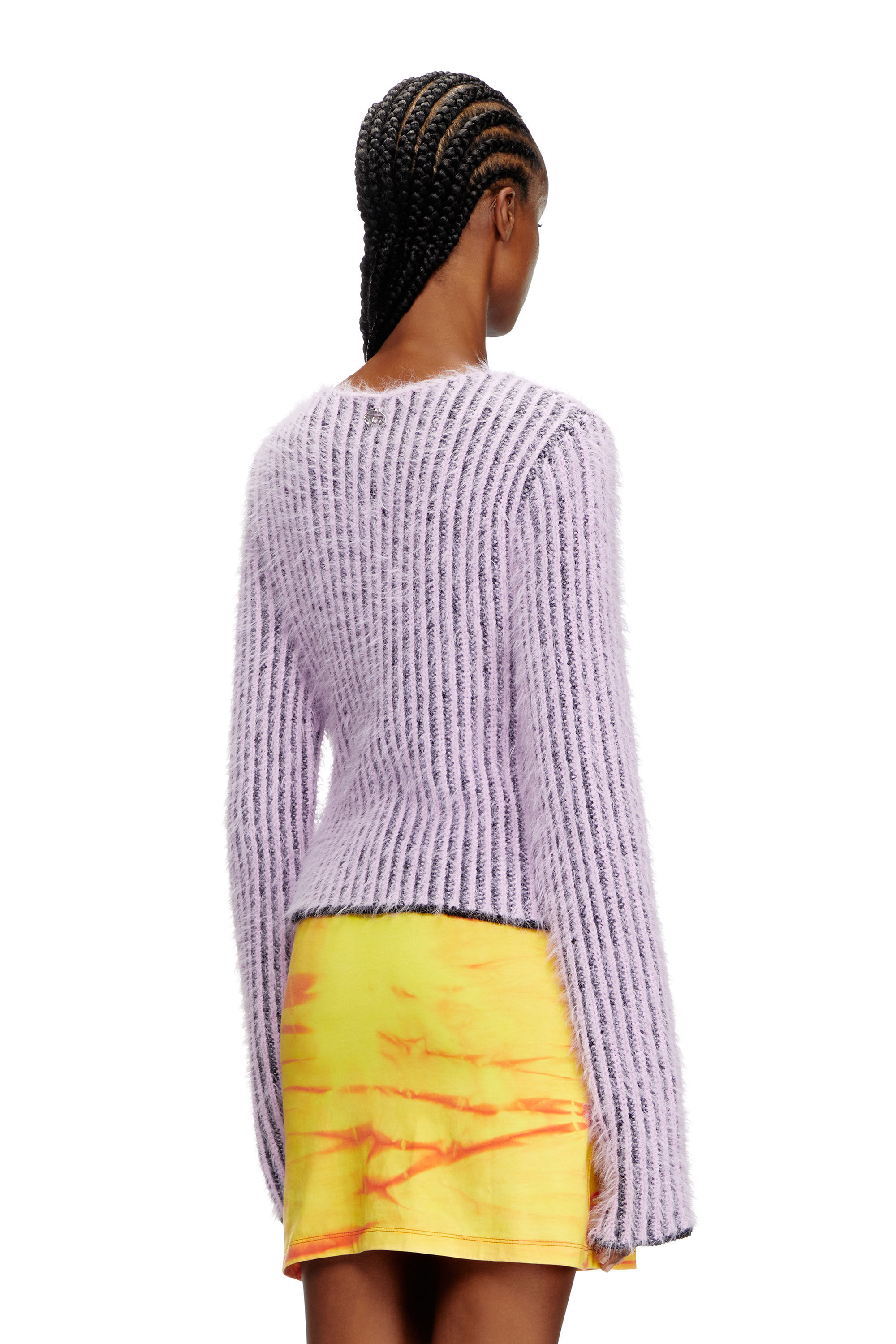 Women s Fuzzy striped wool blend jumper Violet Diesel