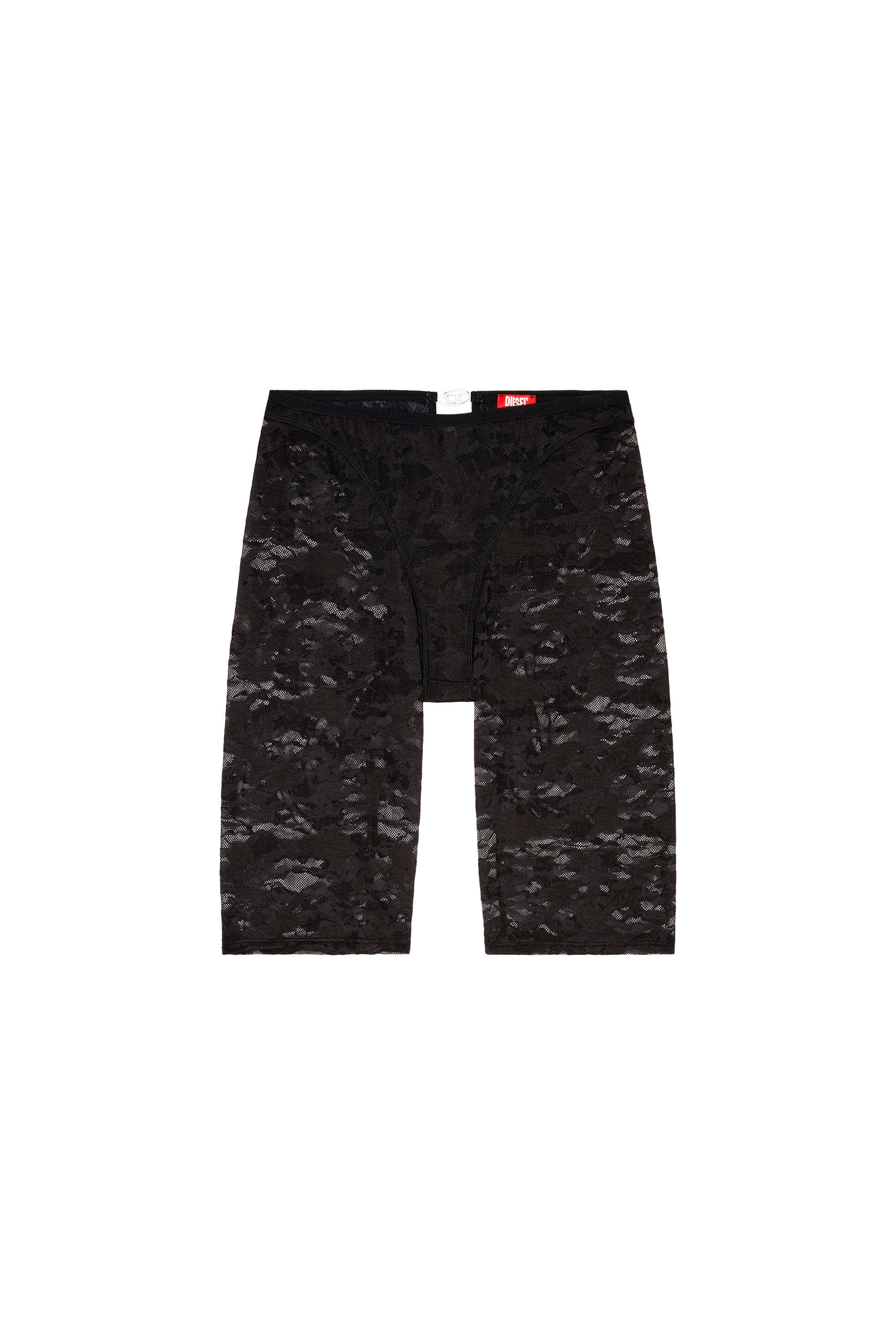 Women's Camo lace shorts with Oval D plaque | Black | Diesel