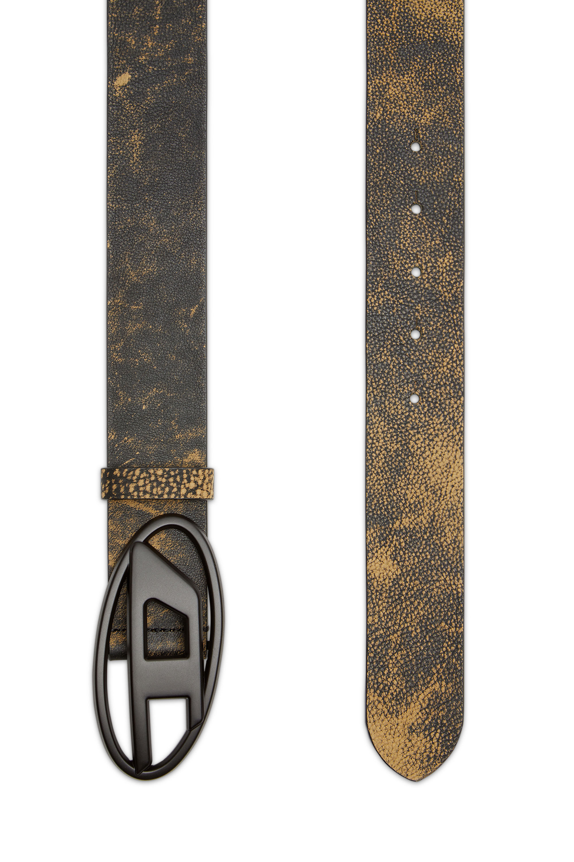 Women's Treated leather belt with logo buckle | Multicolor