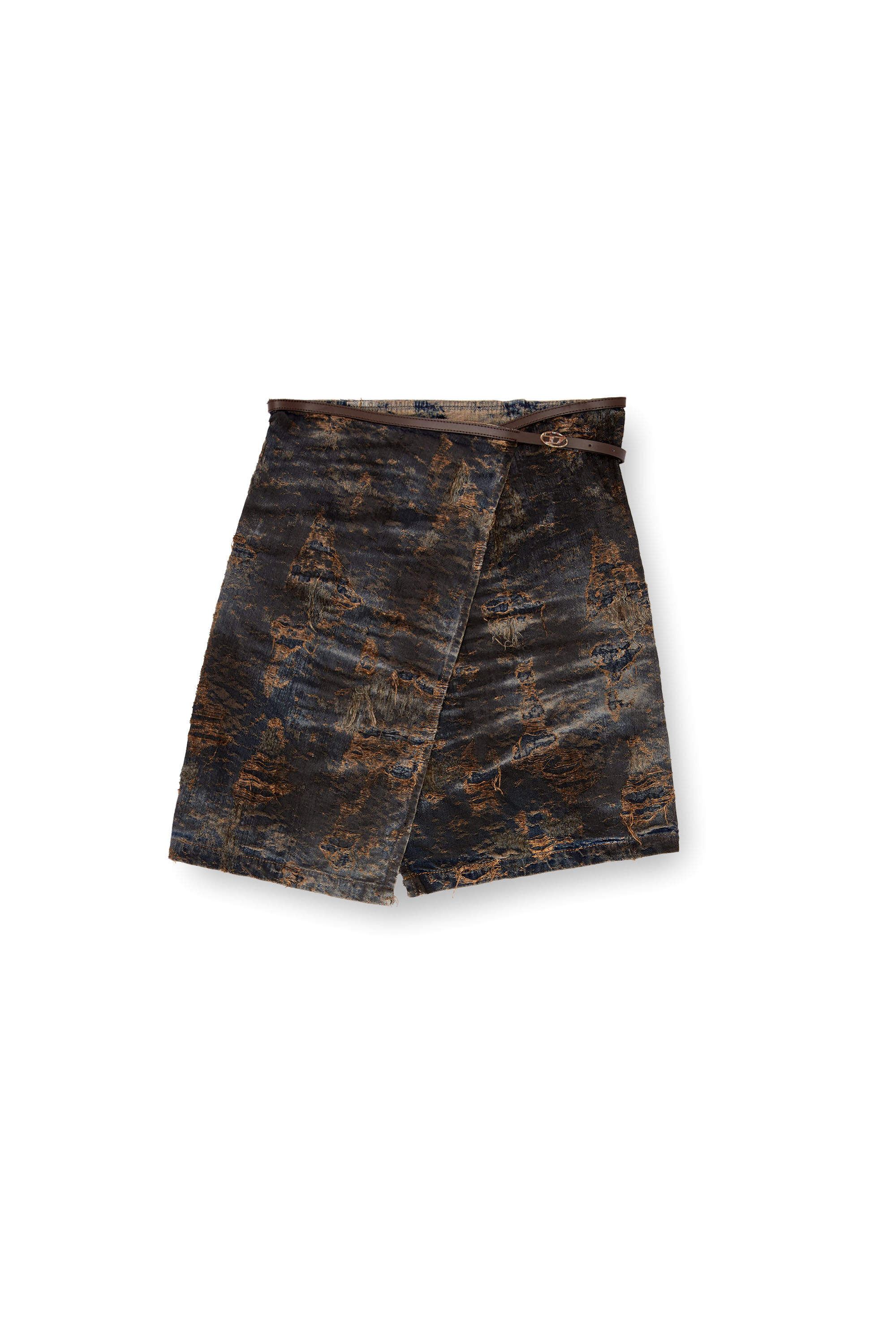 Diesel Brown De Lem Fsf Denim Midi Skirt