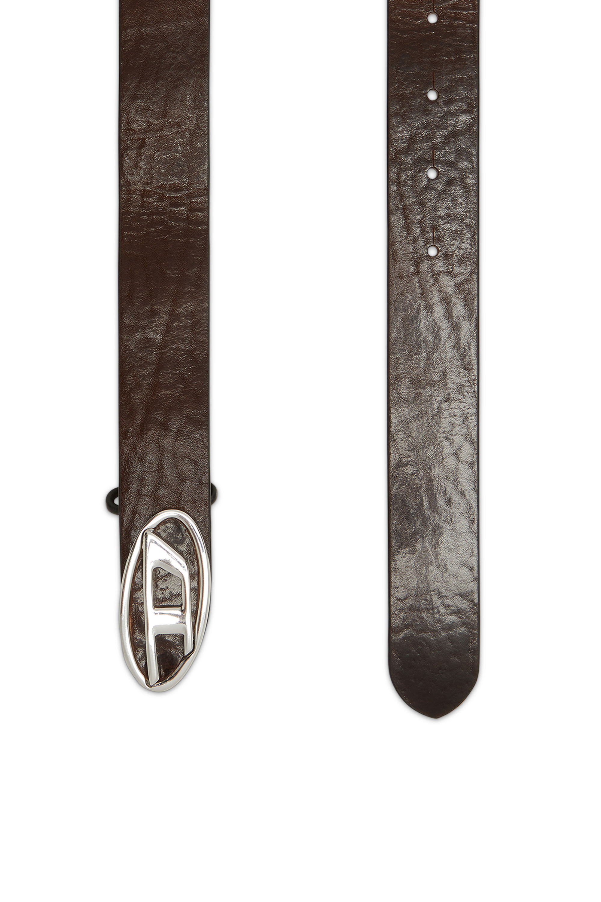 Men's Leather belt with Oval D logo | Brown | Diesel