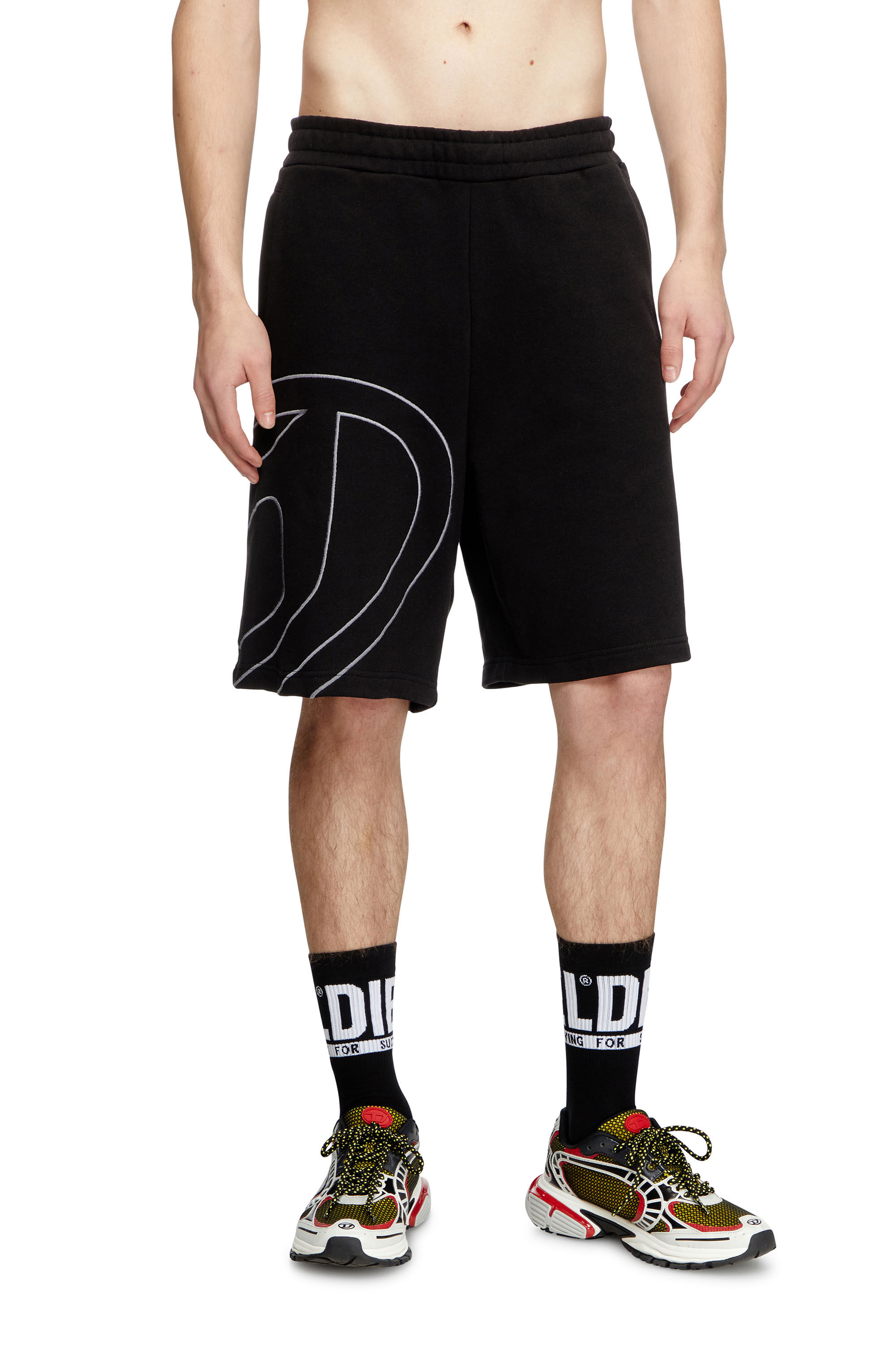 Diesel - P-CROW-MEGOVAL, Pantalones deportivos cortos con logotipo D grande Hombre in Negro - 3