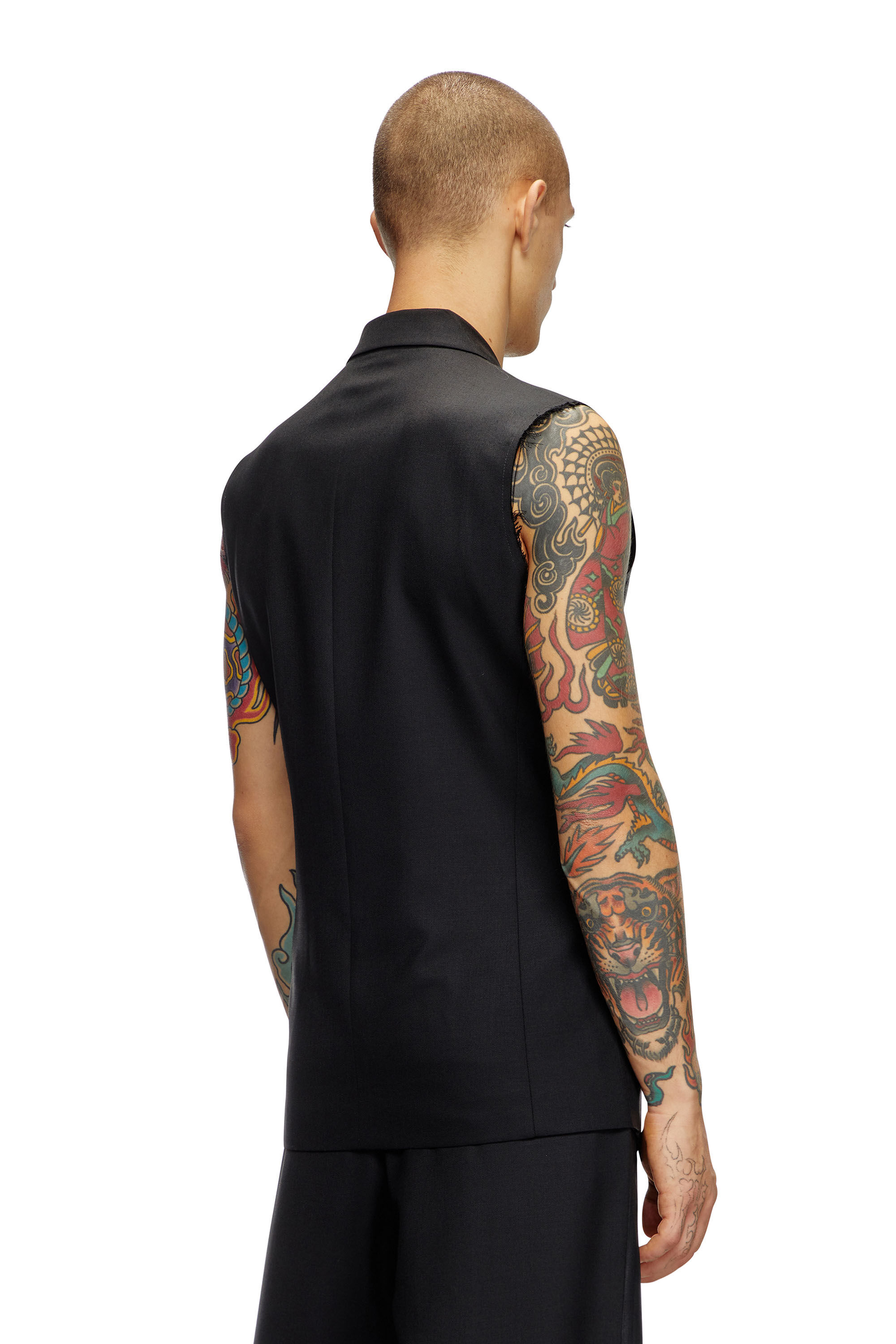 Diesel - J-PHOX-HEAV, Chaleco a medida con parte delantera recubierta Hombre in Negro - 5