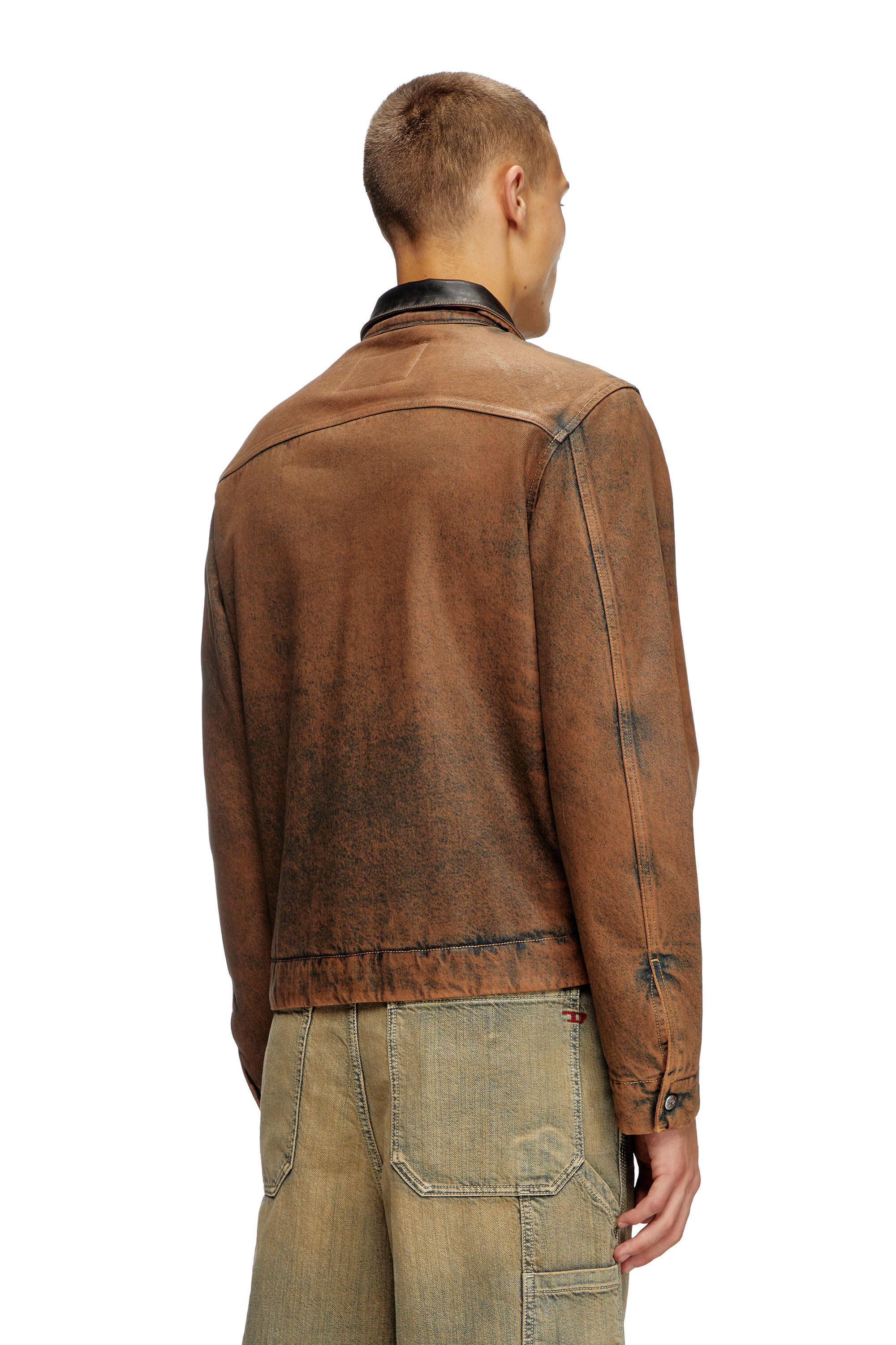 Diesel - D-ROHE-S, Man's Padded blouson in coated denim in Brown - 5