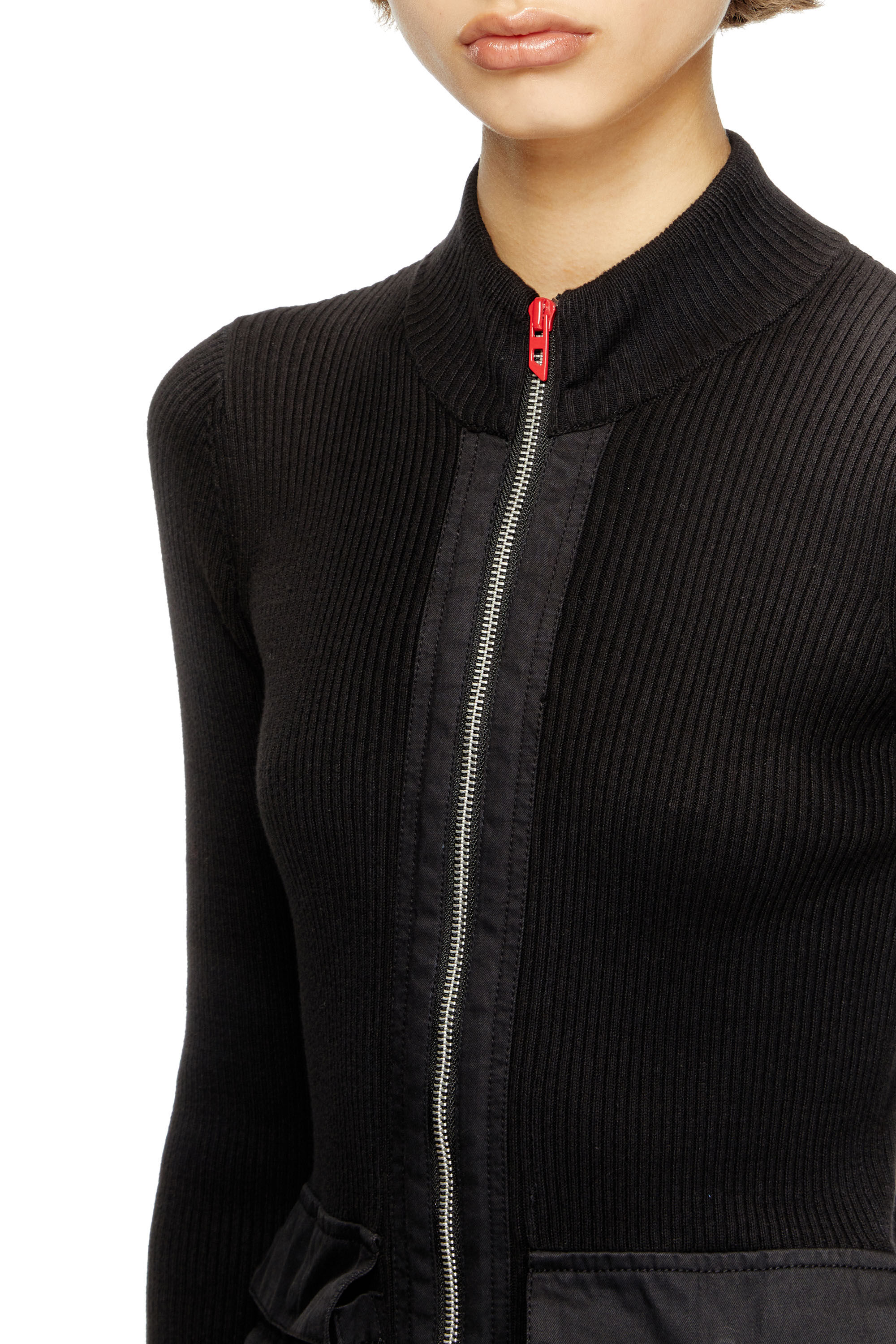 タグ付きDIESEL新作パーカーM-MELISSA Women's Ribbed dress with cargo pockets | Black | Diesel