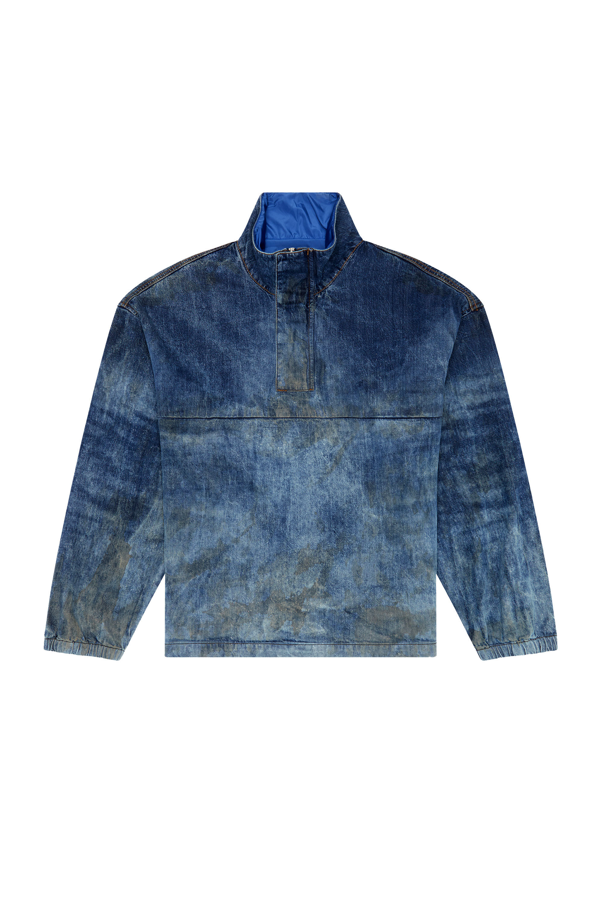 Men's Pullover jacket in dirt-effect denim | Blue | Diesel