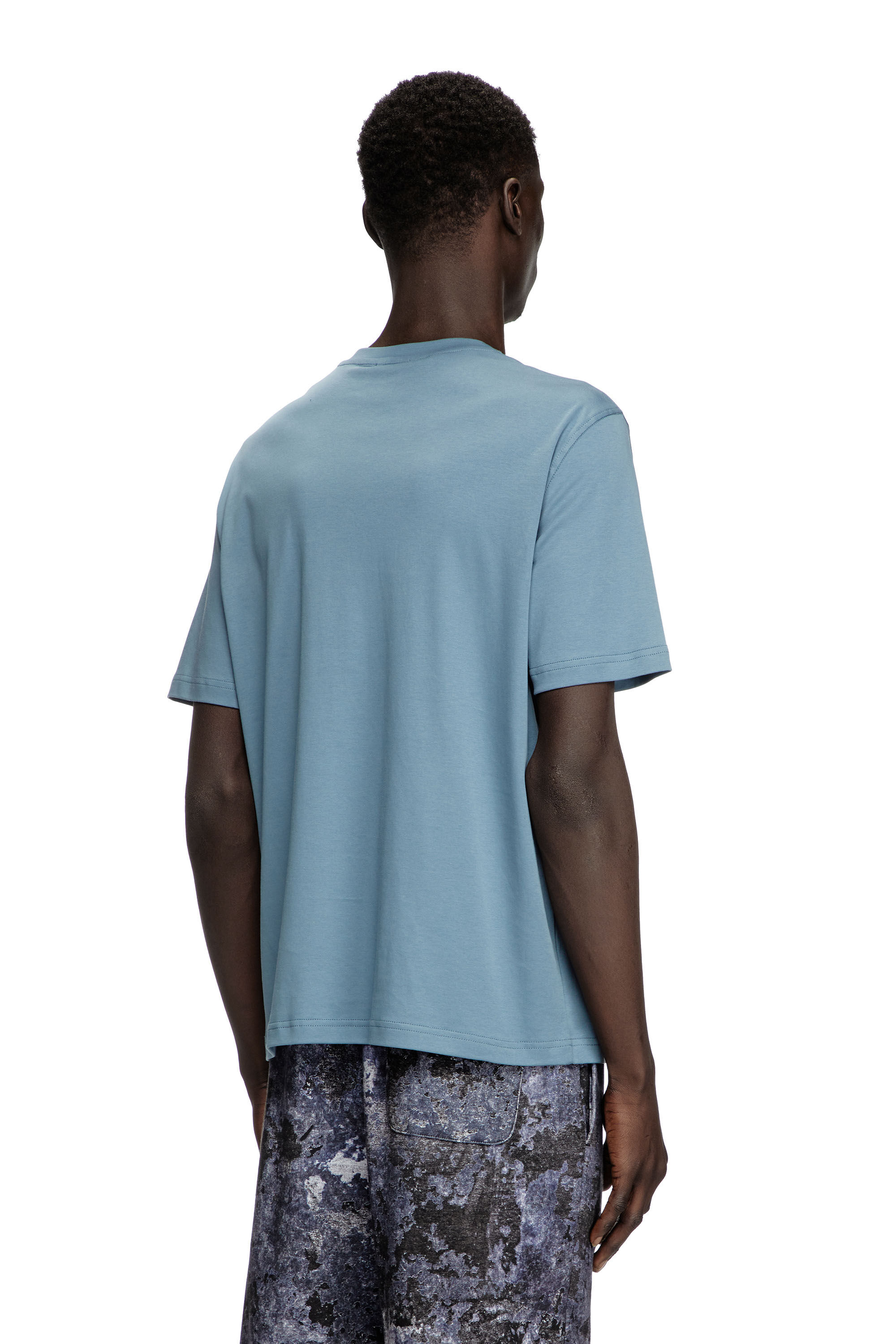 Diesel - T-ADJUST-DOVAL-PJ, Man's T-shirt with Oval D patch in Light Blue - 4