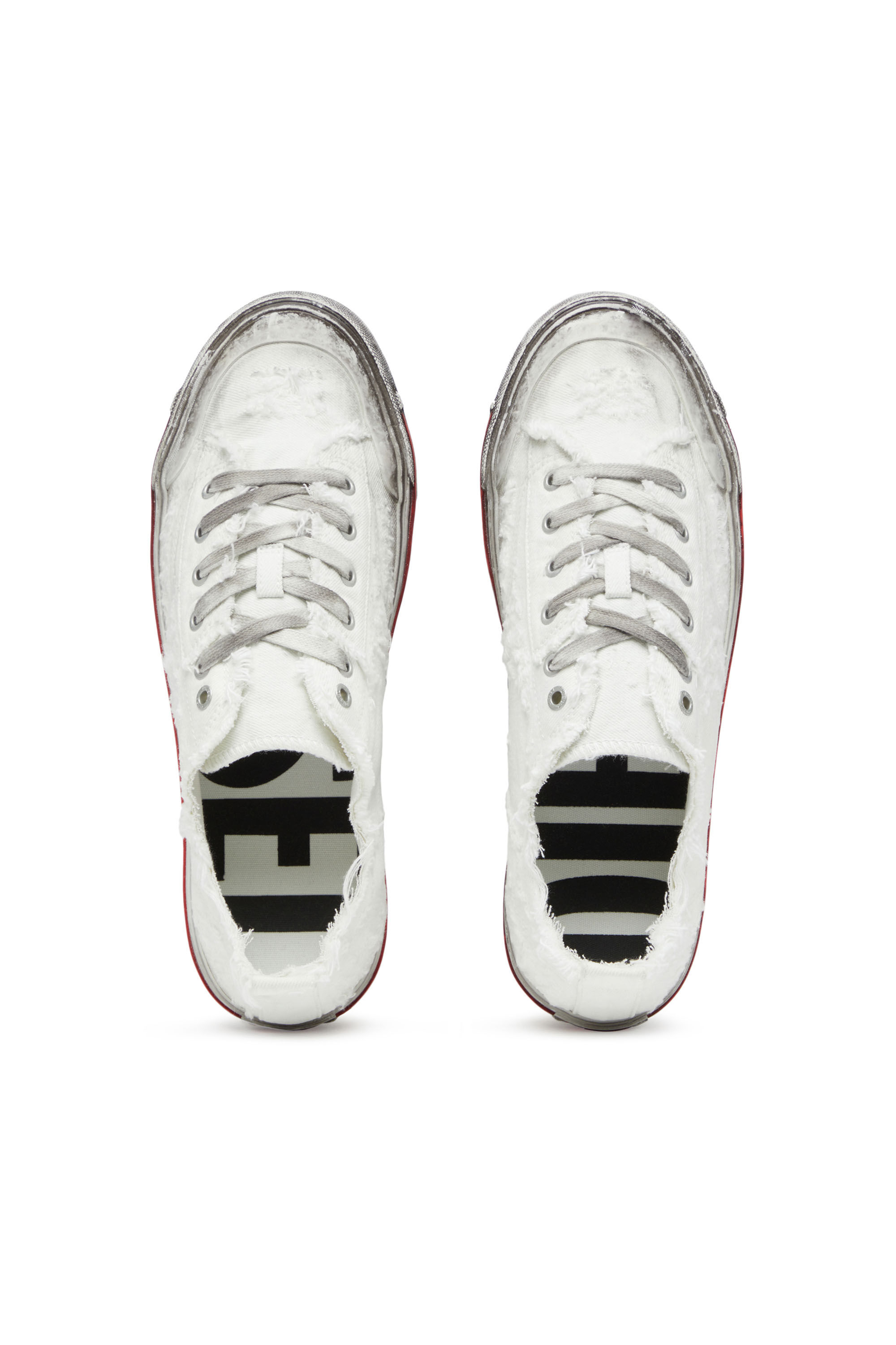 Men's S-Athos Low - Low-top sneakers in frayed denim | White | Diesel