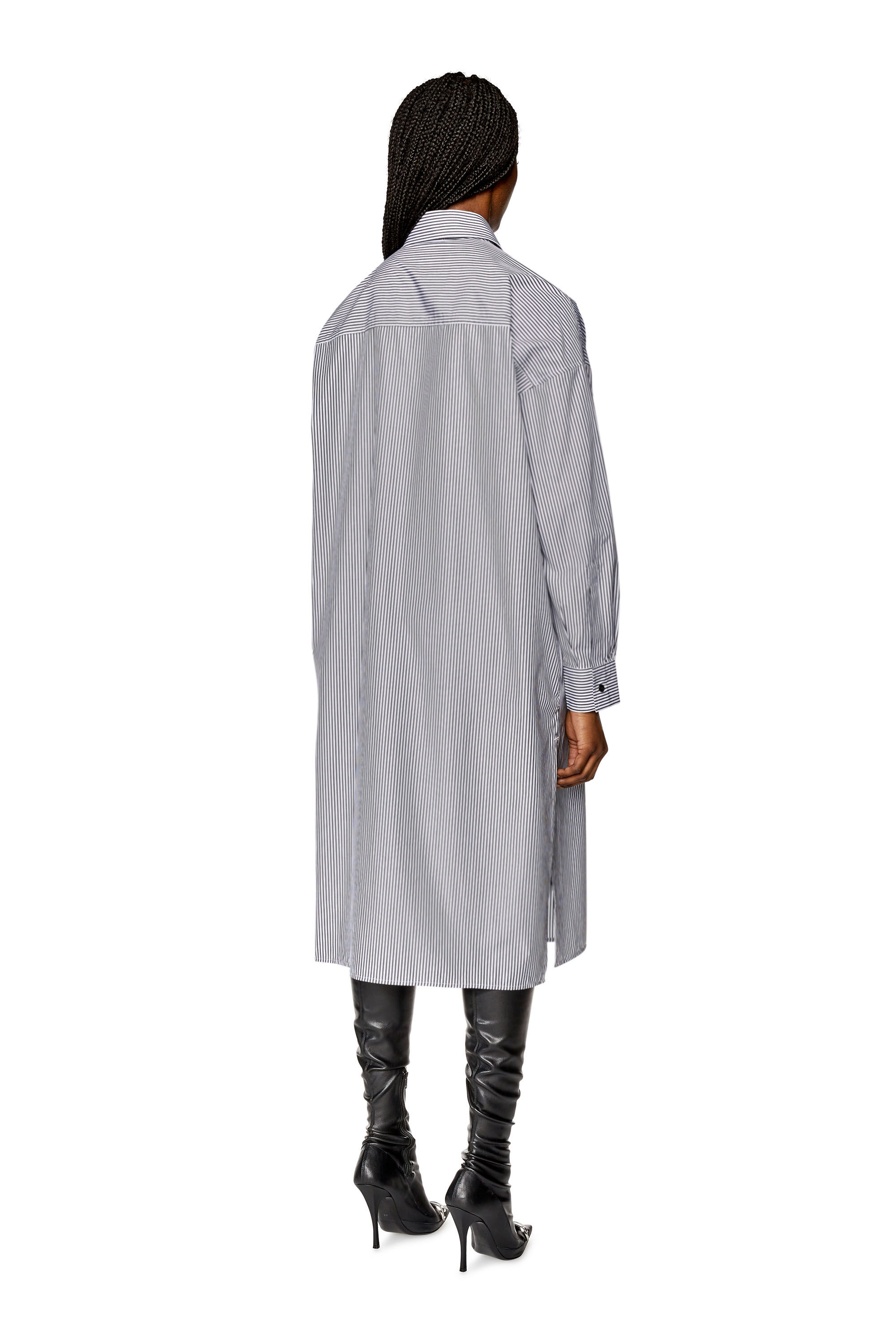 ★ ★ striped shirt dress T22F3TDR090WT10Y9 Women's Striped shirt dress with logo embroidery