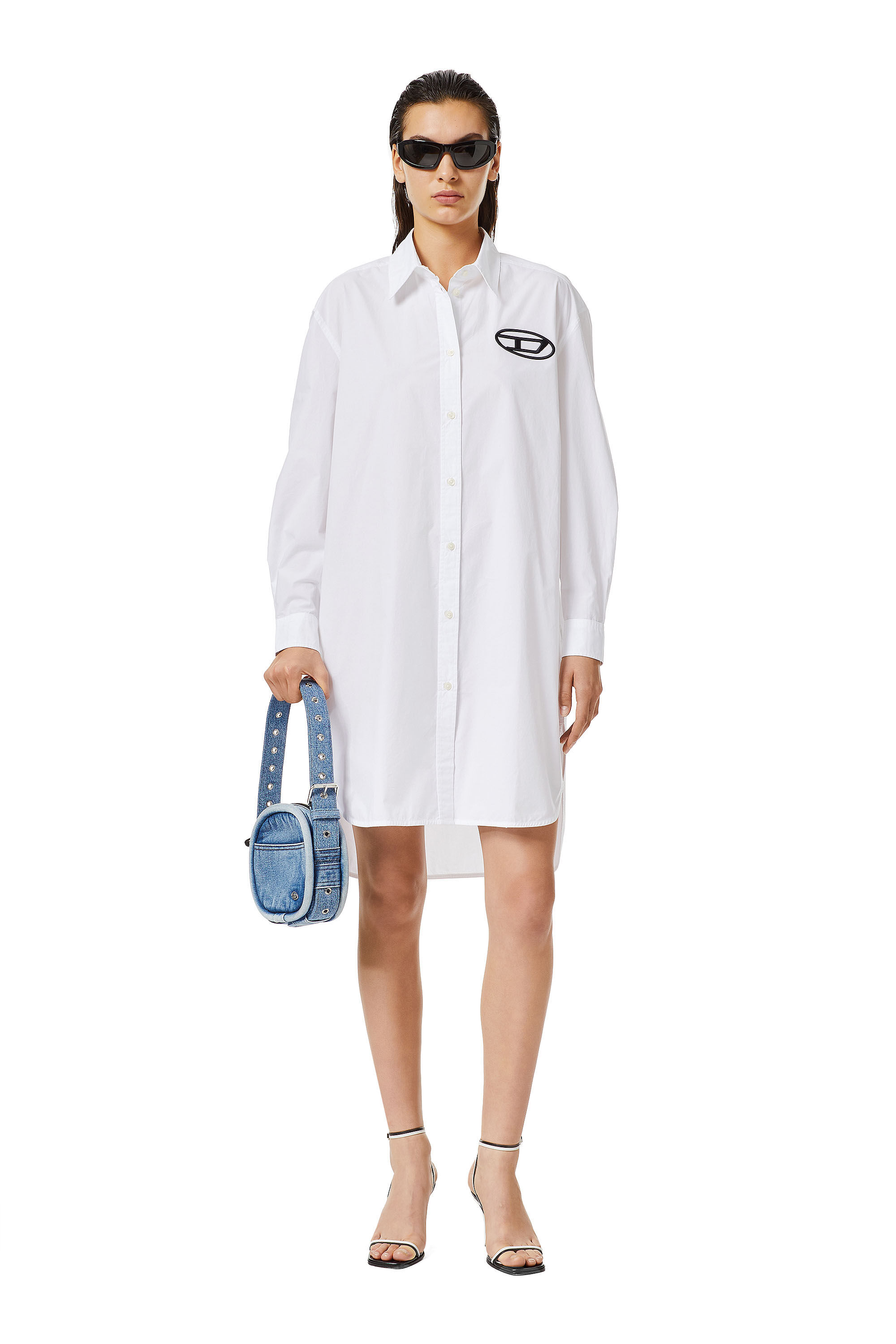 Diesel - D-LUNAR-A, Woman's Oversized shirt dress in White - 2