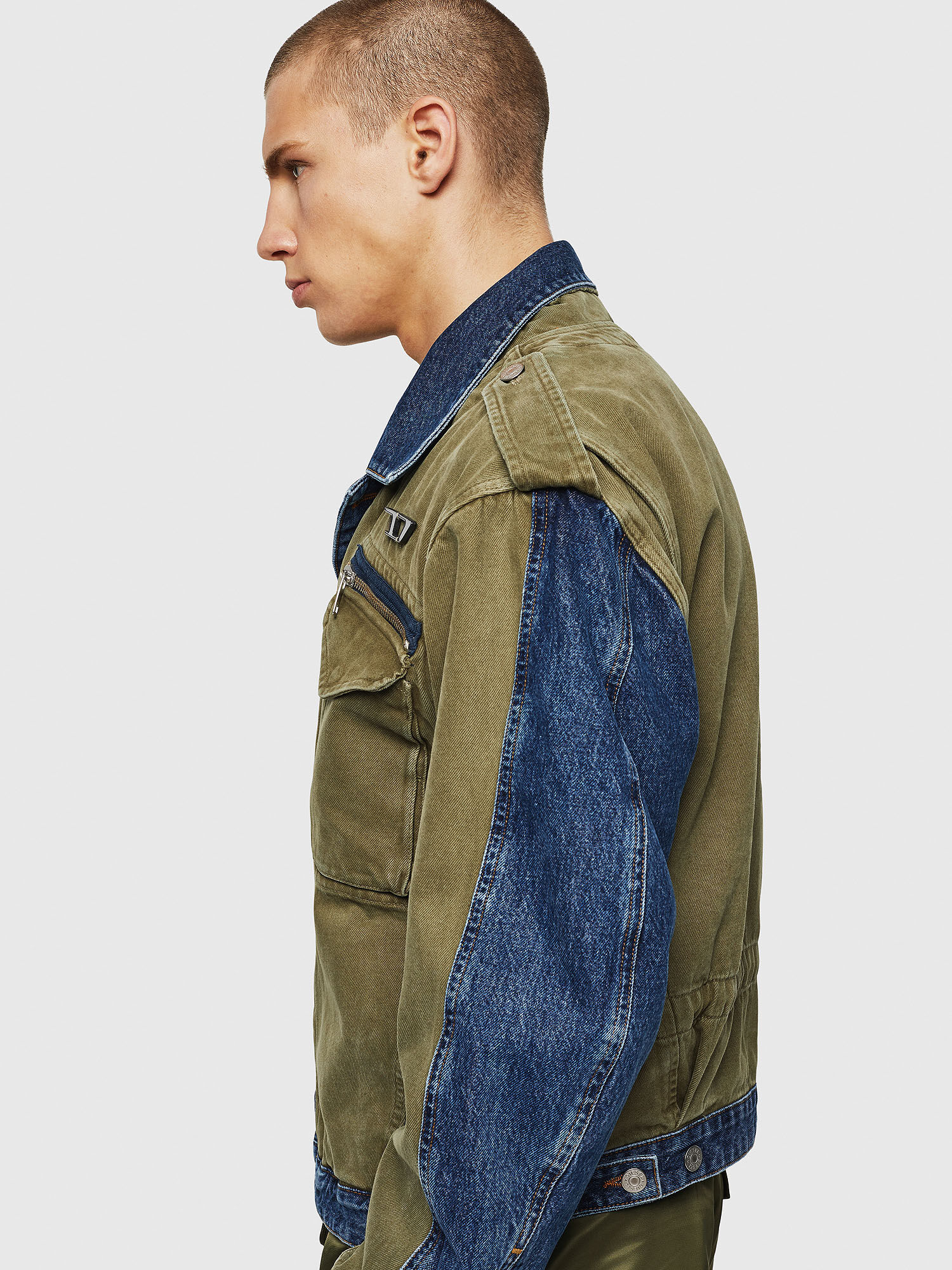 D-MALLY Men: Layered-effect military trucker jacket | Diesel