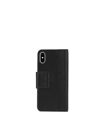 BLACK LINED LEATHER IPHONE X FOLIO, Black Diesel - BLACK LINED LEATHER IPHONE X FOLIO, Black - Flip covers - Image 4