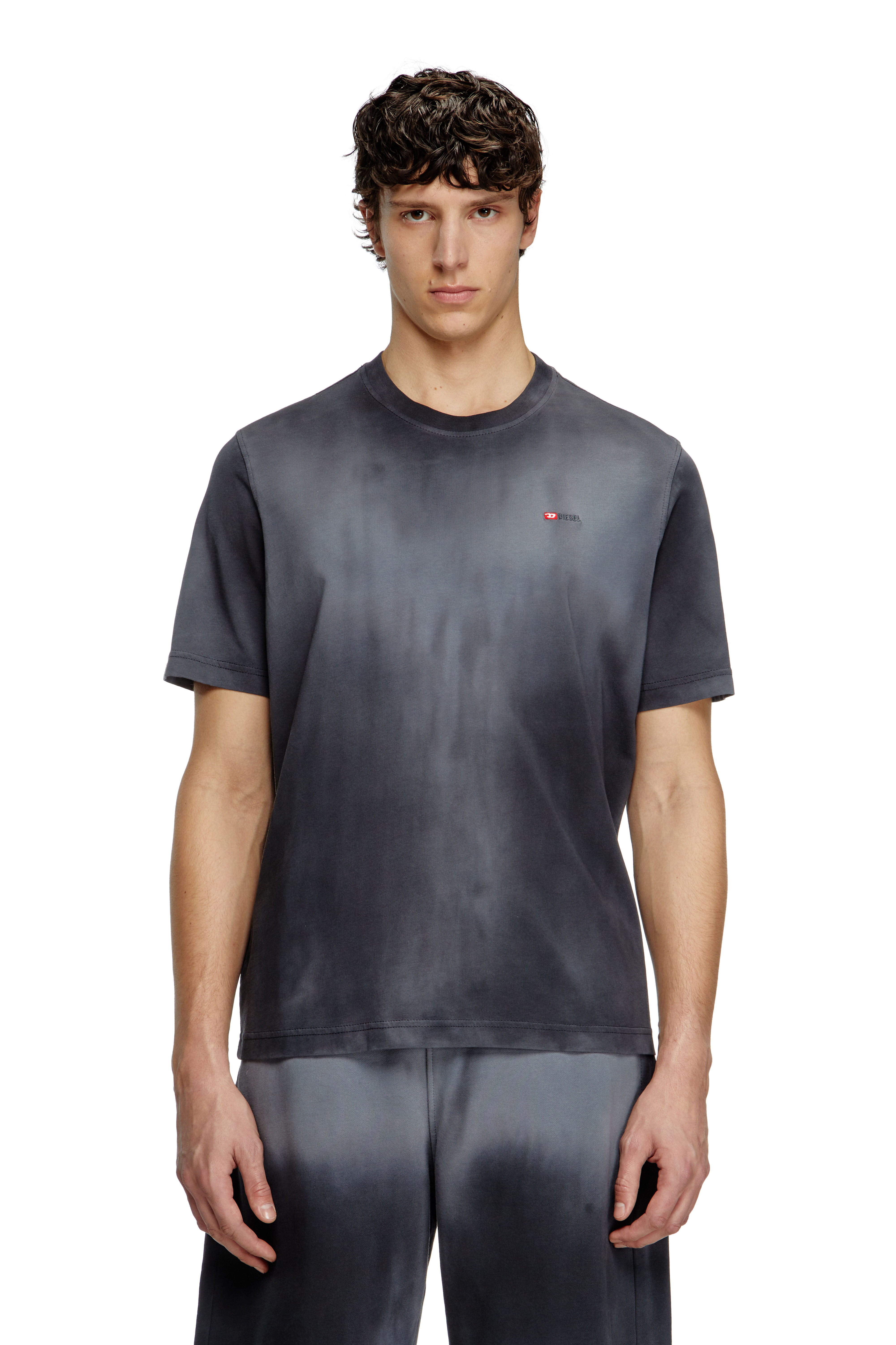 Diesel - T-ADJUST-R15, Camiseta desteñida con bordado de micro logotipo Hombre in Negro - 3