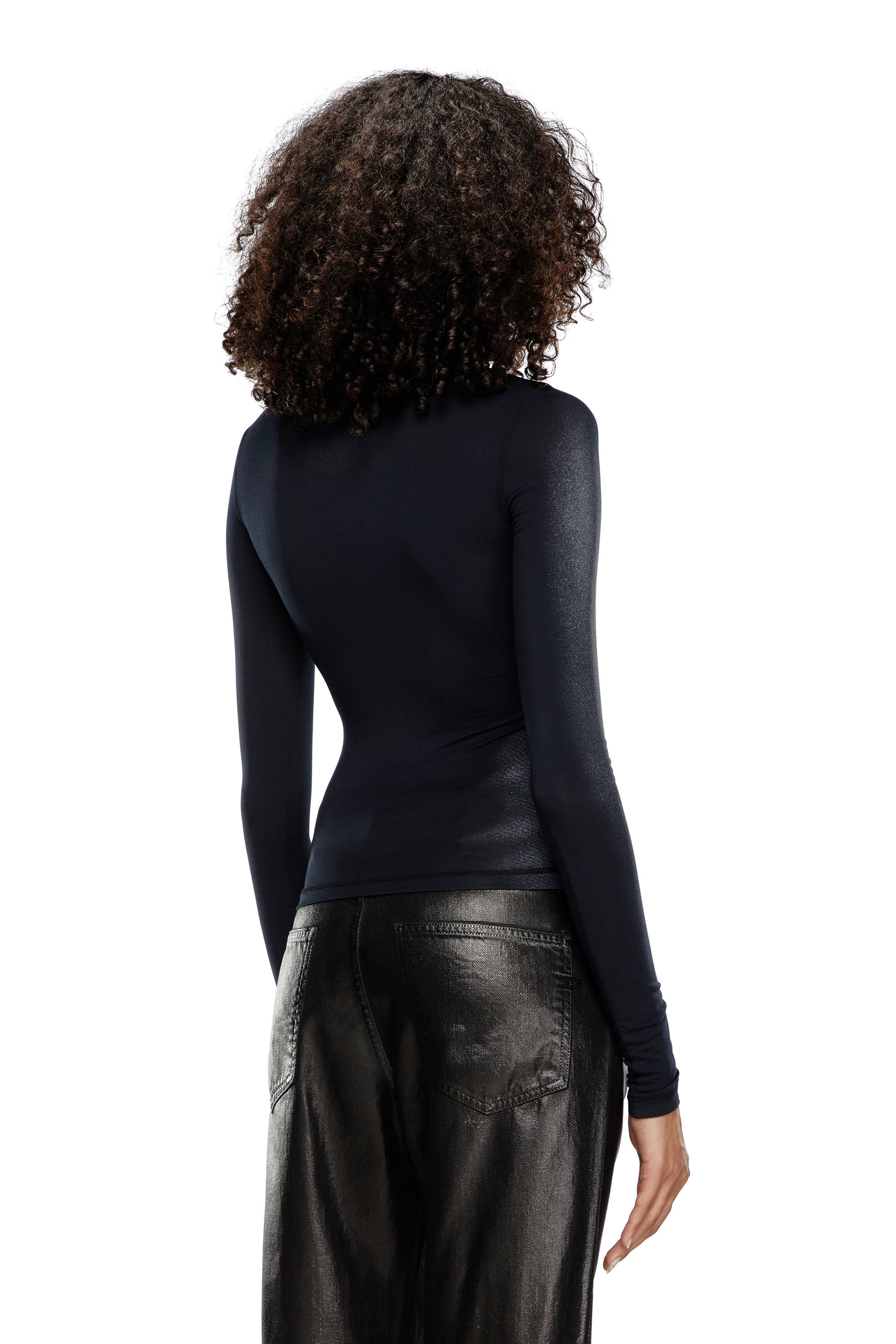 Women's Long-sleeve T-shirt with metallic effects | Black | Diesel