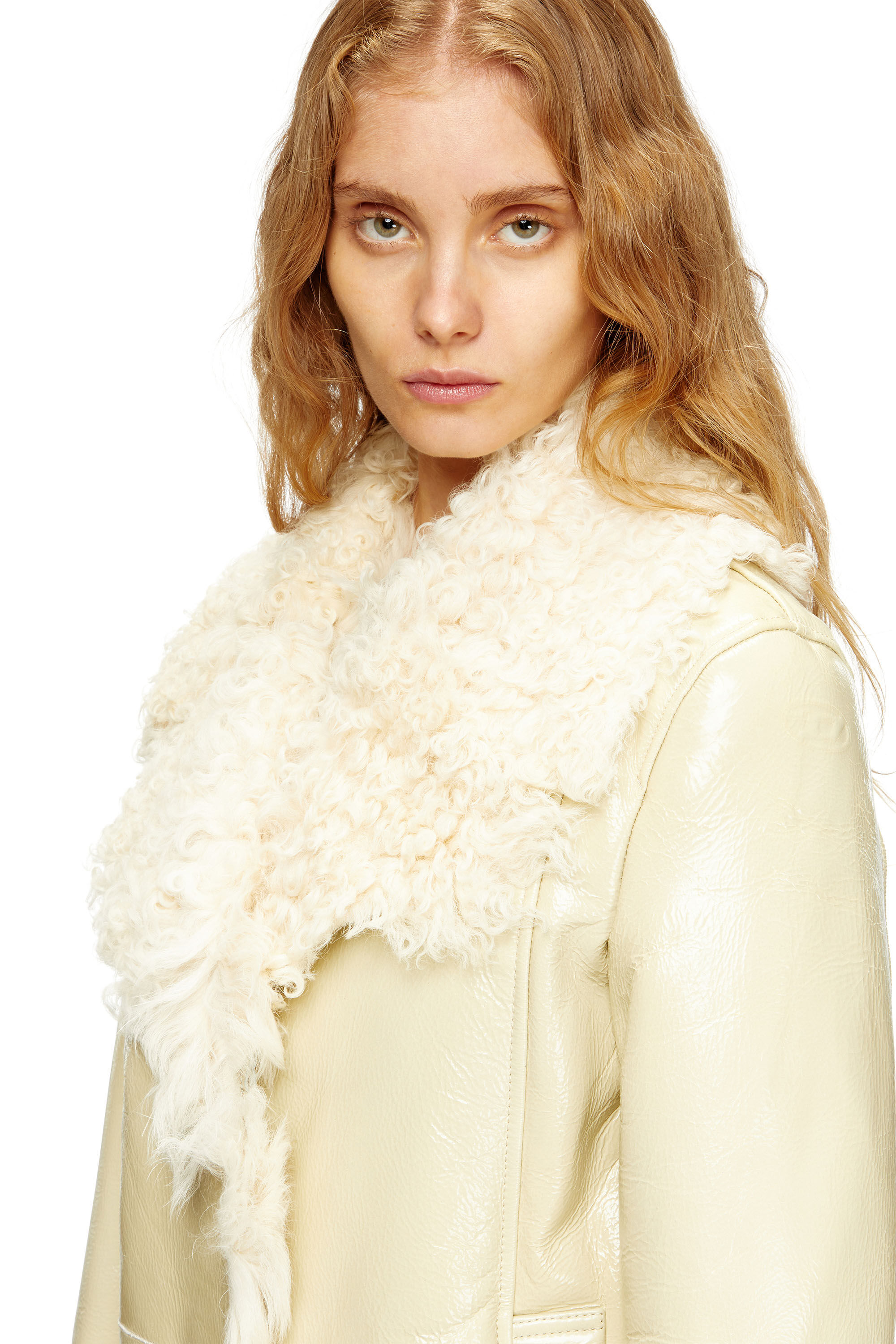 Diesel - L-ACONIC, Woman's Patent shearling jacket in Beige - 4