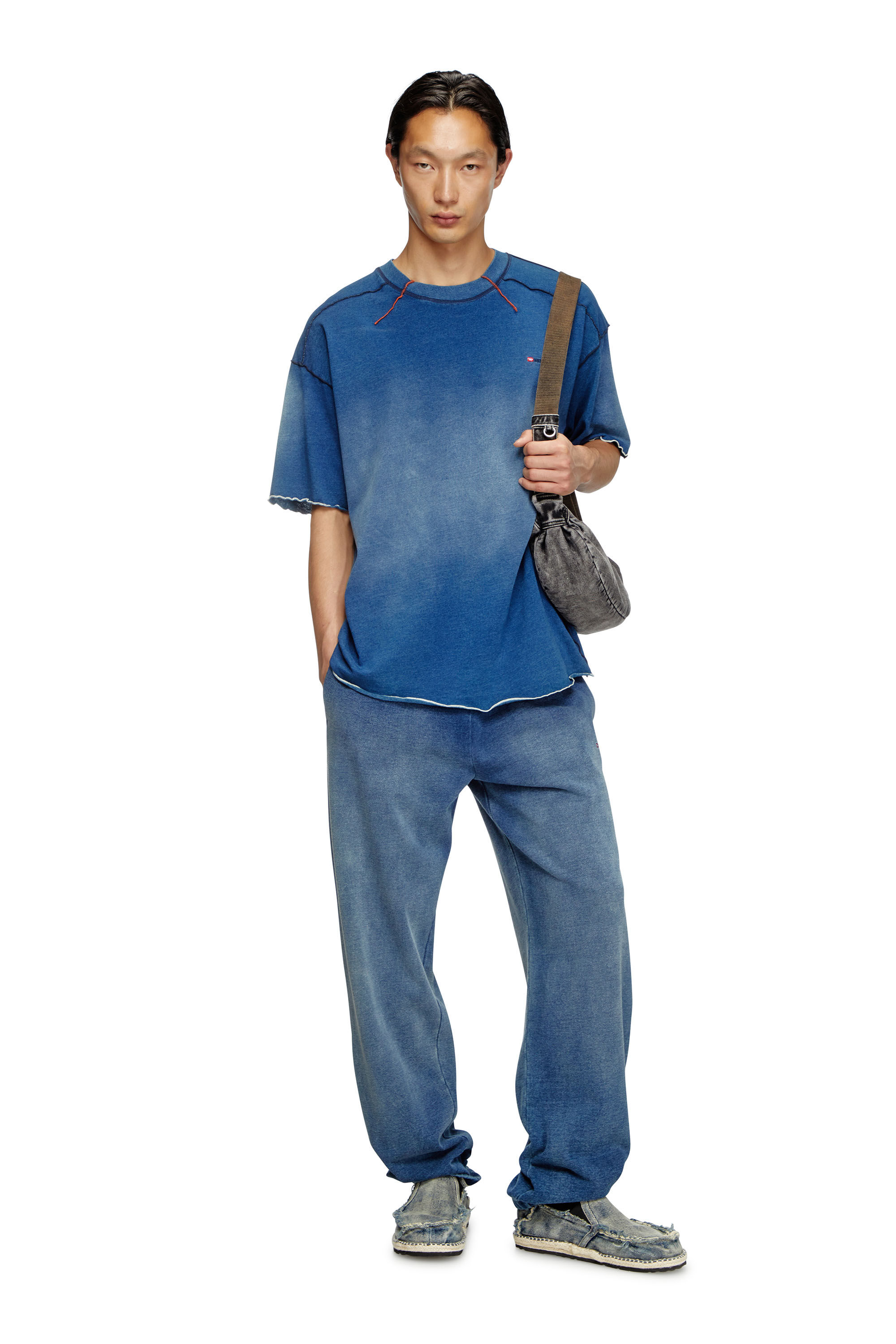 ★DIESEL★ T-Wash T-Shirt Blue A121170EPAH8II A121170EPAH8II Men's T-shirt with sun-faded treatment | Blue | Diesel