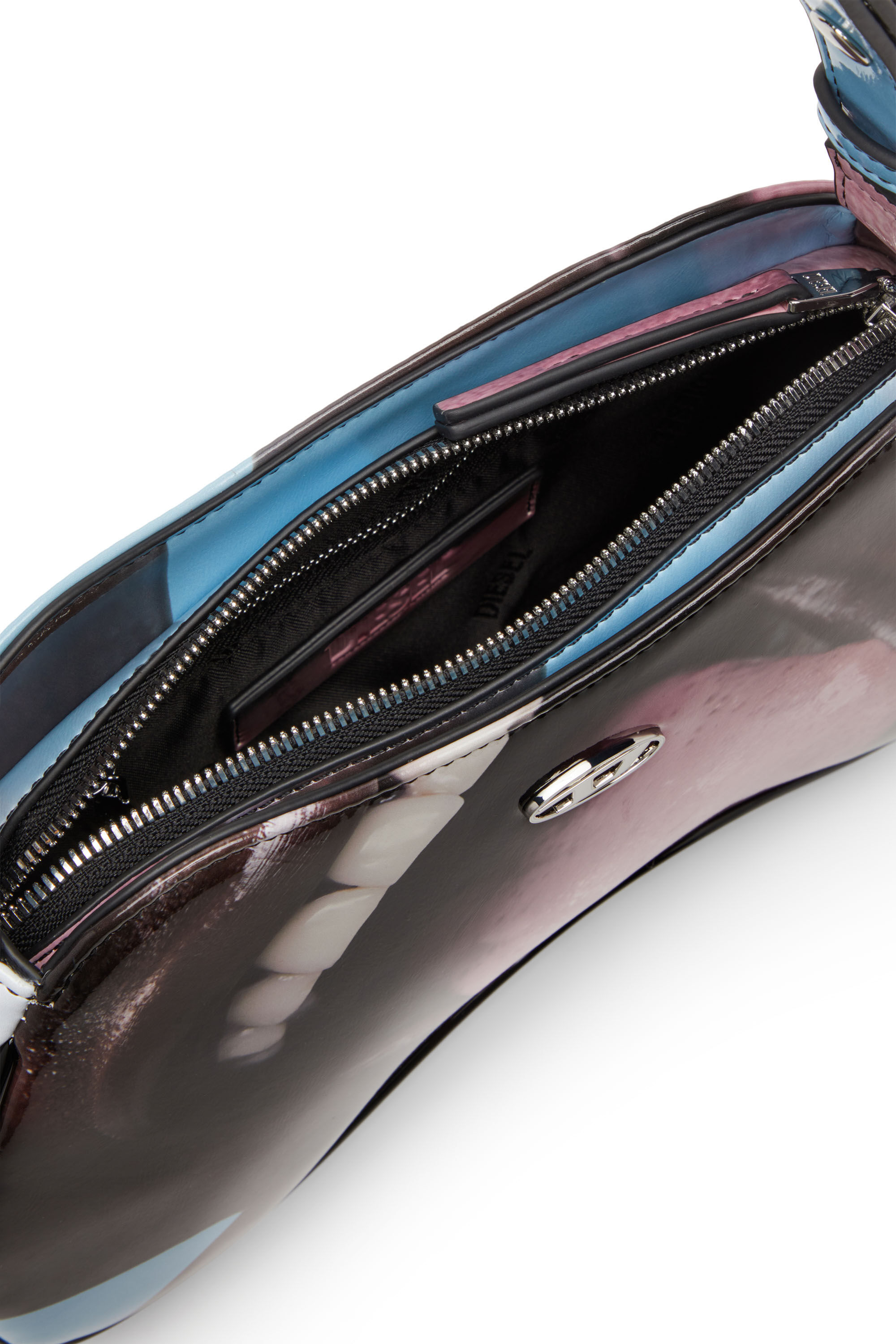 Diesel - PLAY SHOULDER, Woman's Play-Shoulder bag in printed glossy PU in Multicolor/Blue - 2