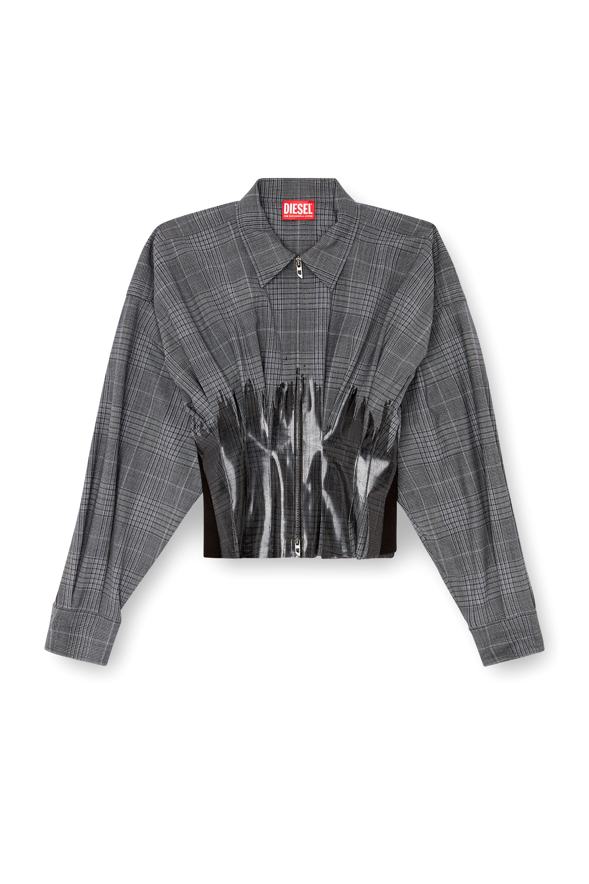 Women's Prince of Wales drop shoulder shacket | Grey | Diesel