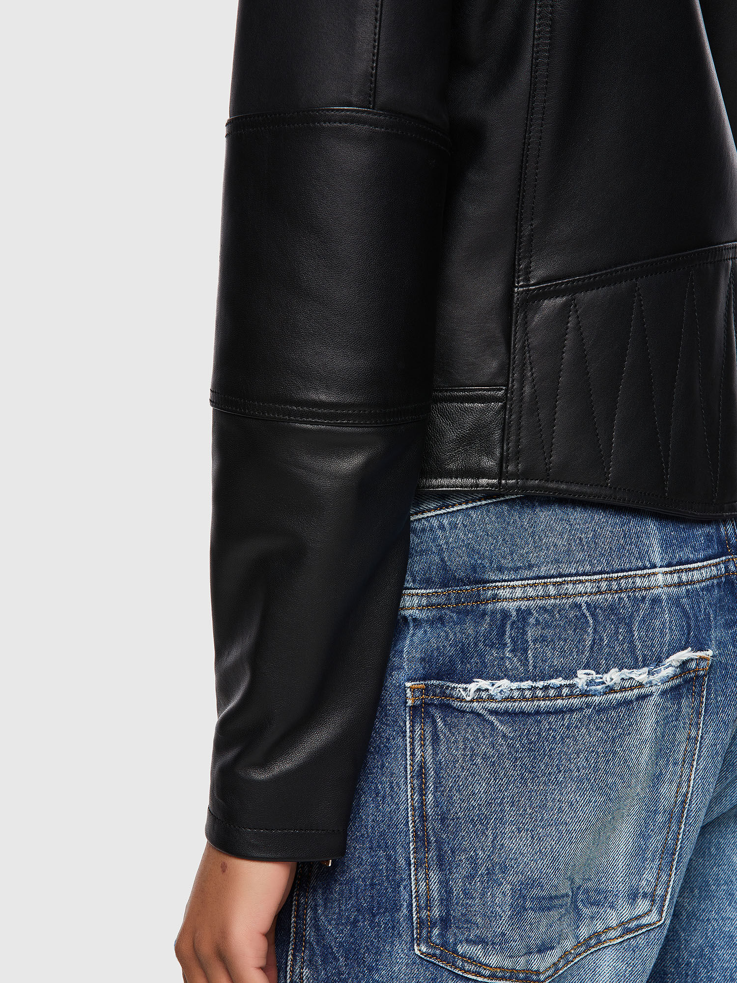 L-SUZA Woman: Leather biker jacket with quilting | Diesel