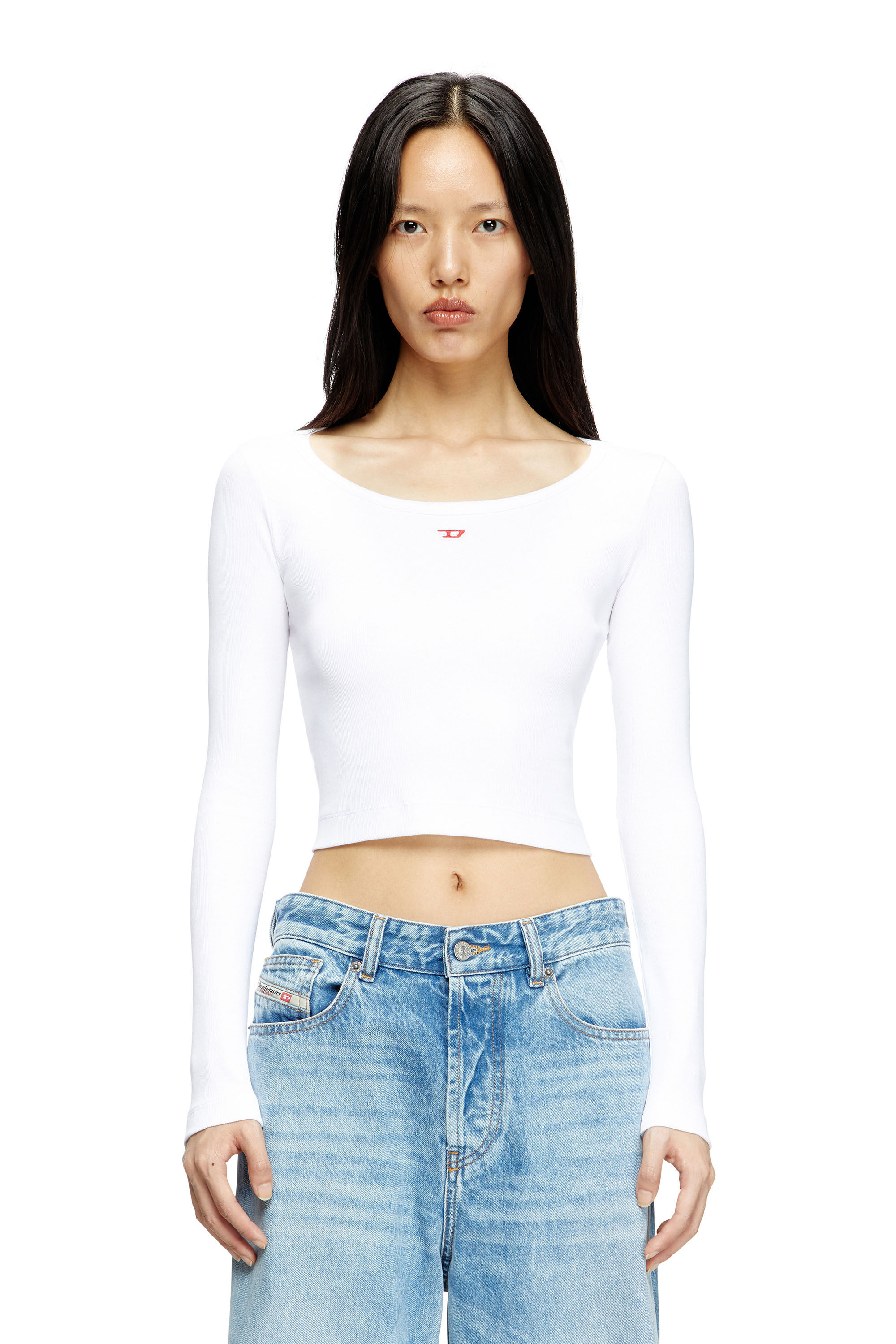Diesel - T-BALLET-D, Camiseta de manga larga con logotipo de la letra D Mujer in Blanco - 3