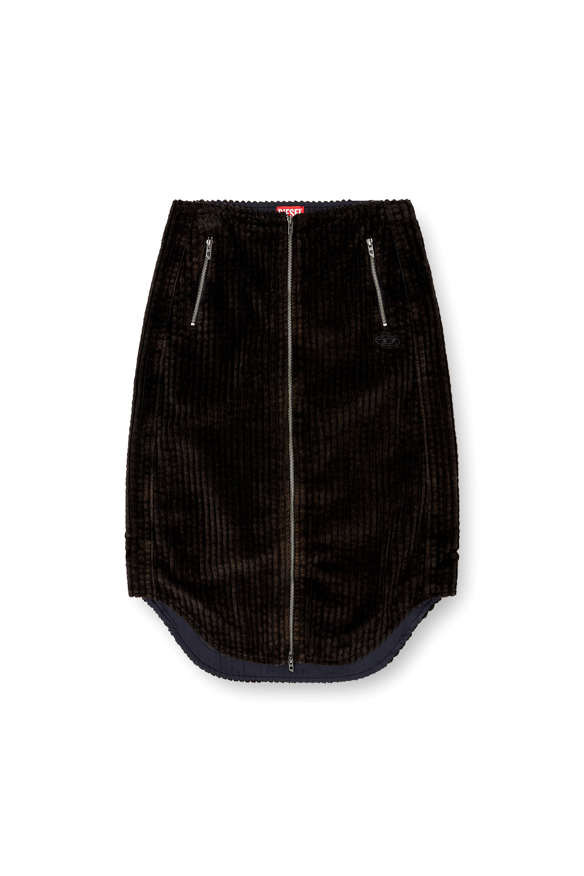 Diesel - O-LLIPOP, Falda midi de algodón con cremallera Mujer in Negro - 2