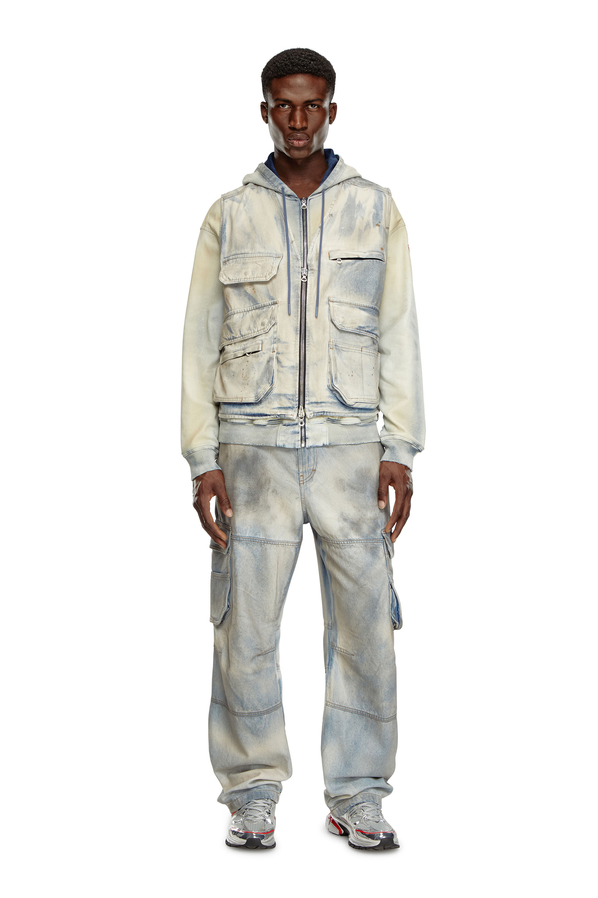 Diesel - Man's Relaxed Jeans D-Fish 0CBDJ, Light Blue - 1