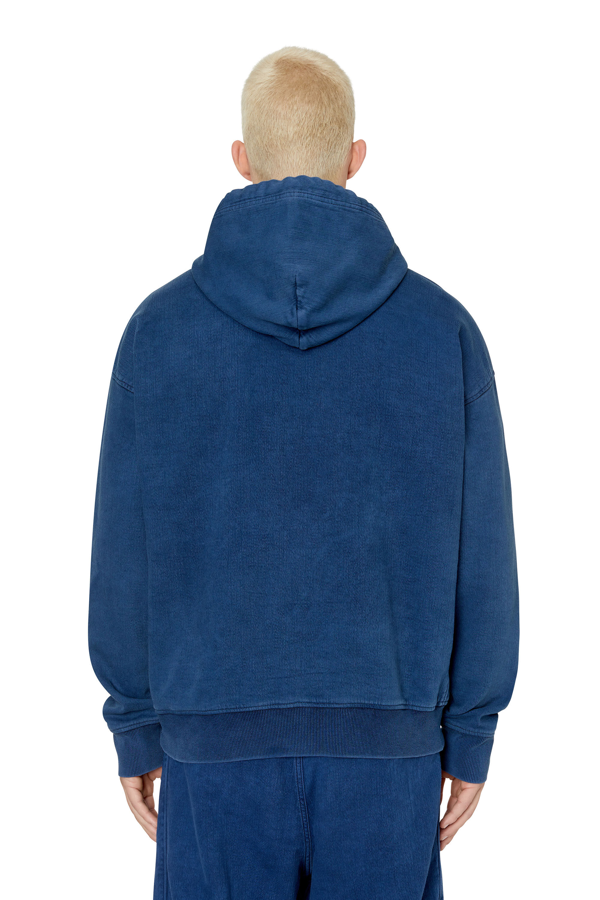 Diesel - D-UM-RIB TRACK DENIM HOODIE, Dark Blue - Image 4