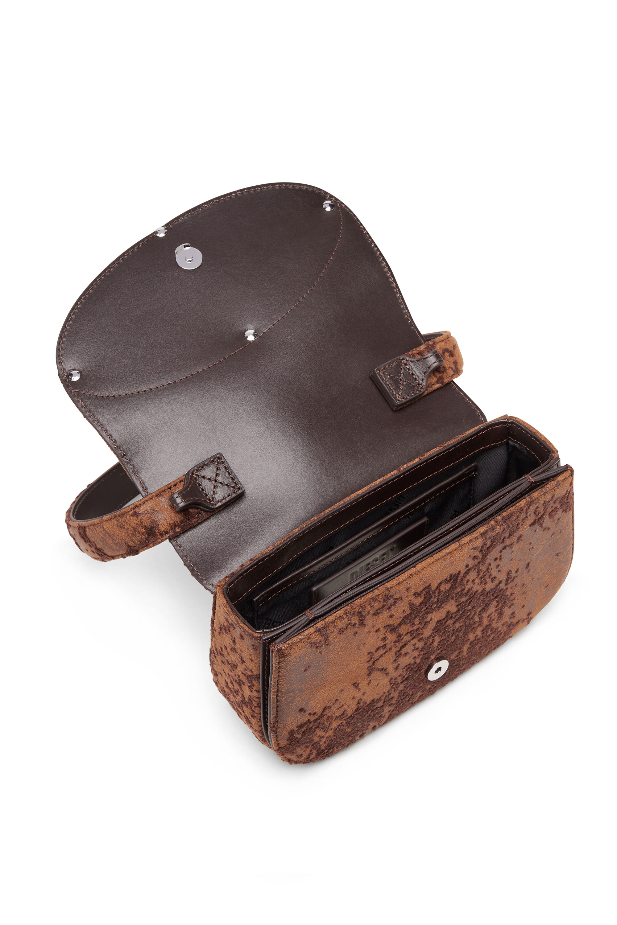 Women's 1DR-Iconic shoulder bag in flocked fabric | Brown | Diesel