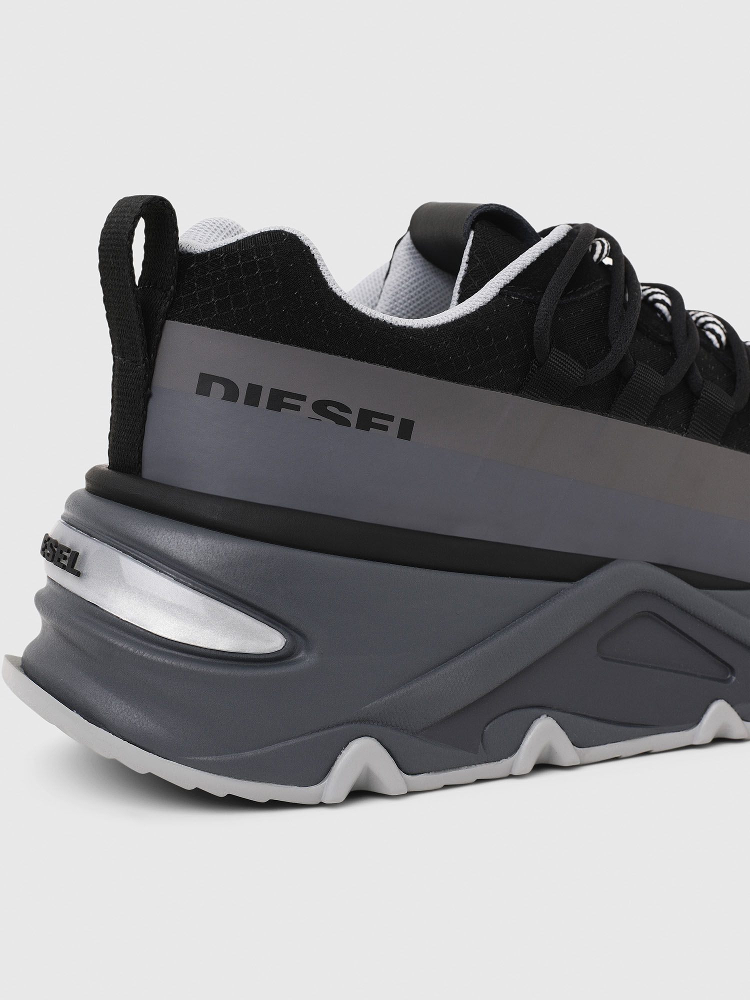 Diesel - S-HERBY SB, Woman's Chunky sneakers in double mesh in Grey - 4