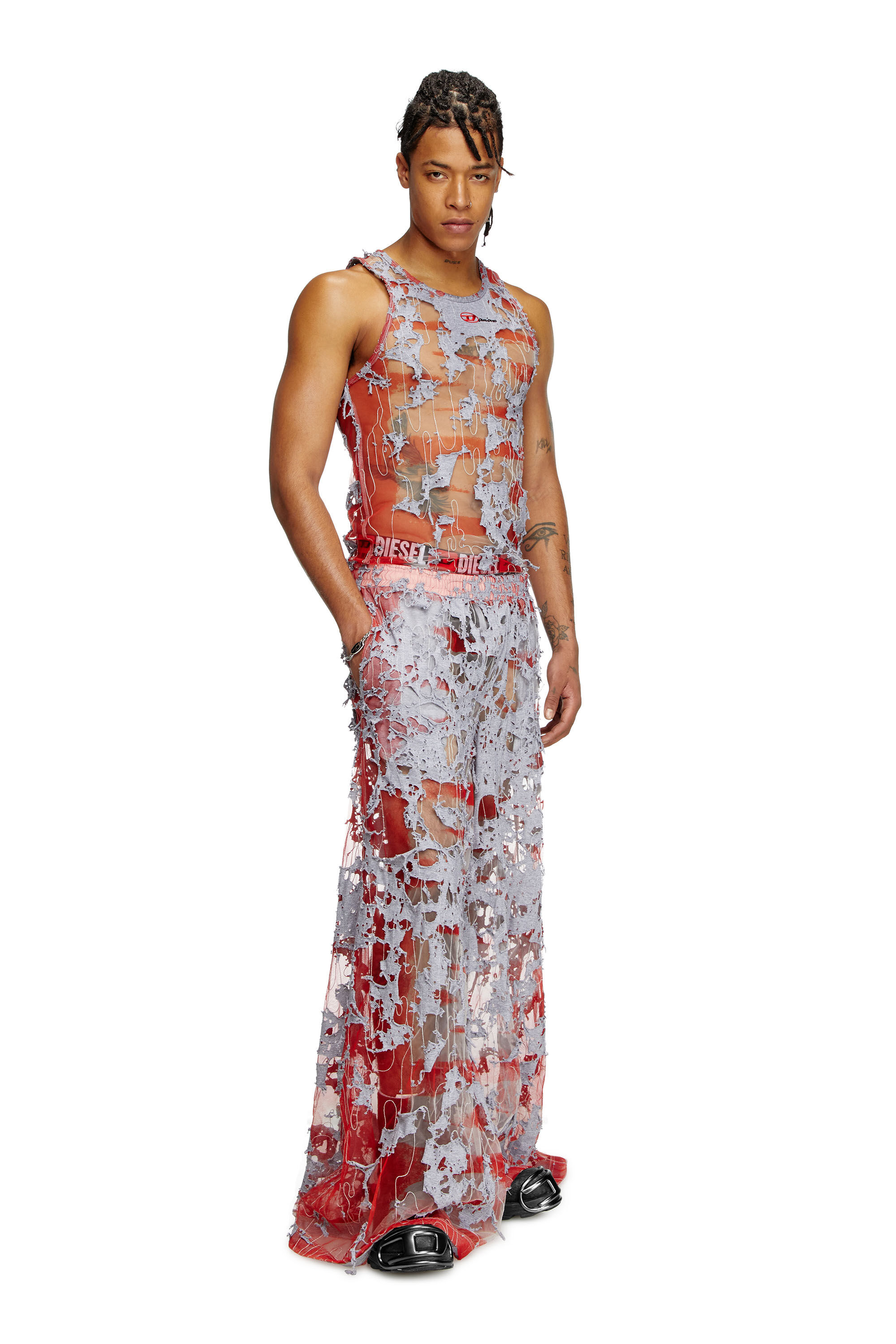 ★DIESEL★ Swimsuit Pants Red A096540LGAUE6335 Women's Wide-leg devoré sweatpants | Multicolor | Diesel