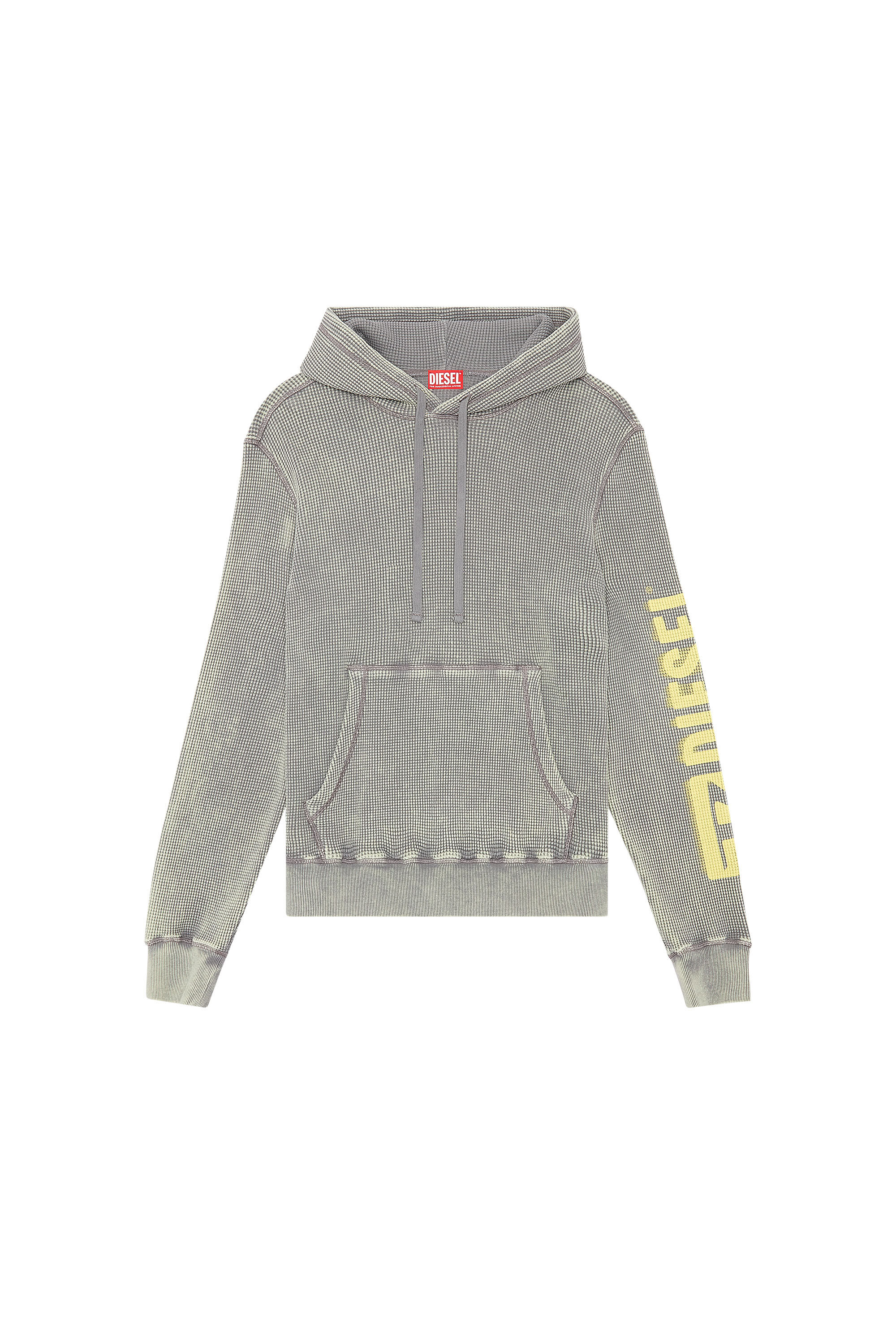 Men's Hoodie in macro-waffle jersey | Grey | Diesel