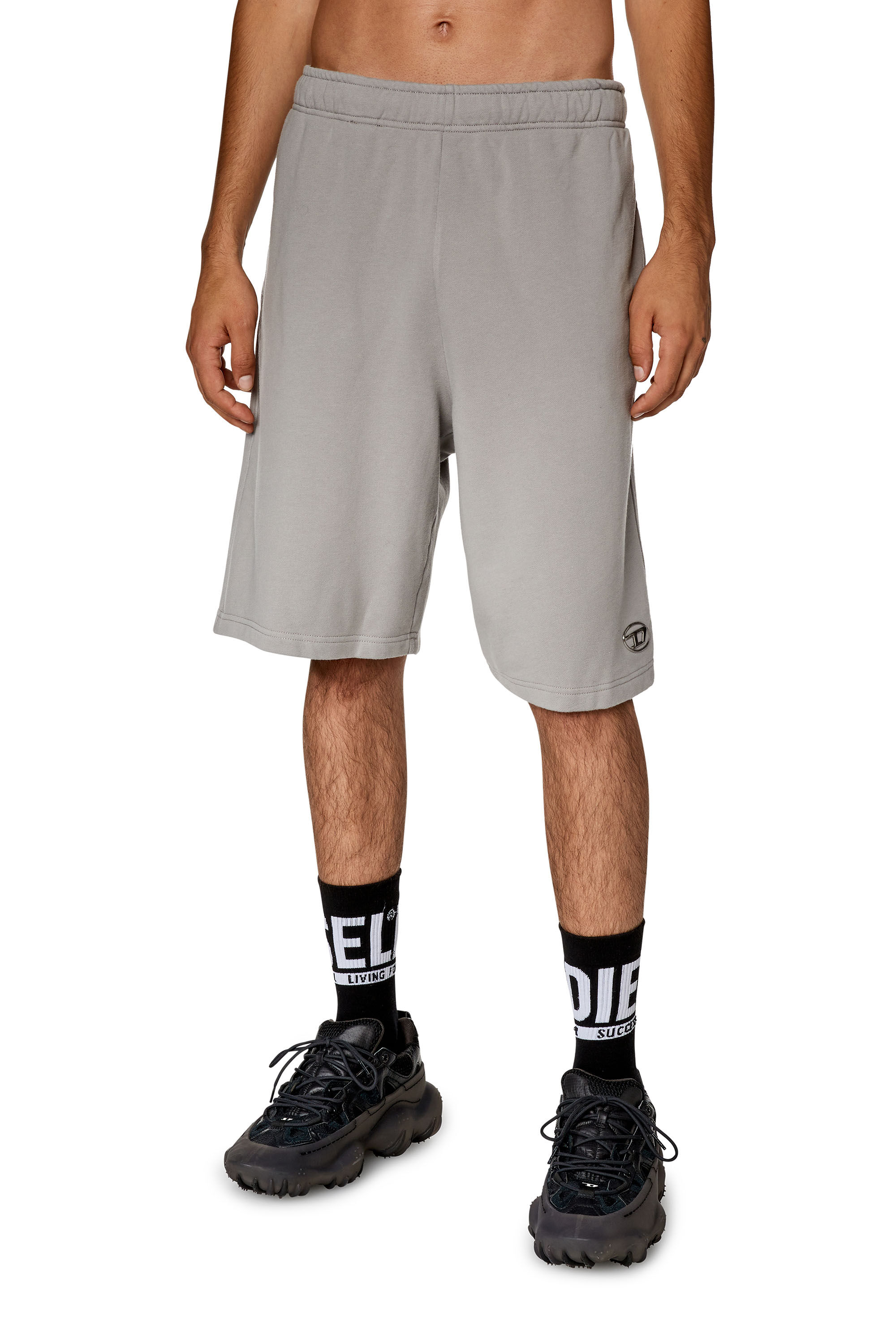 Men's Sweat shorts with injection molded logo | Grey | Diesel