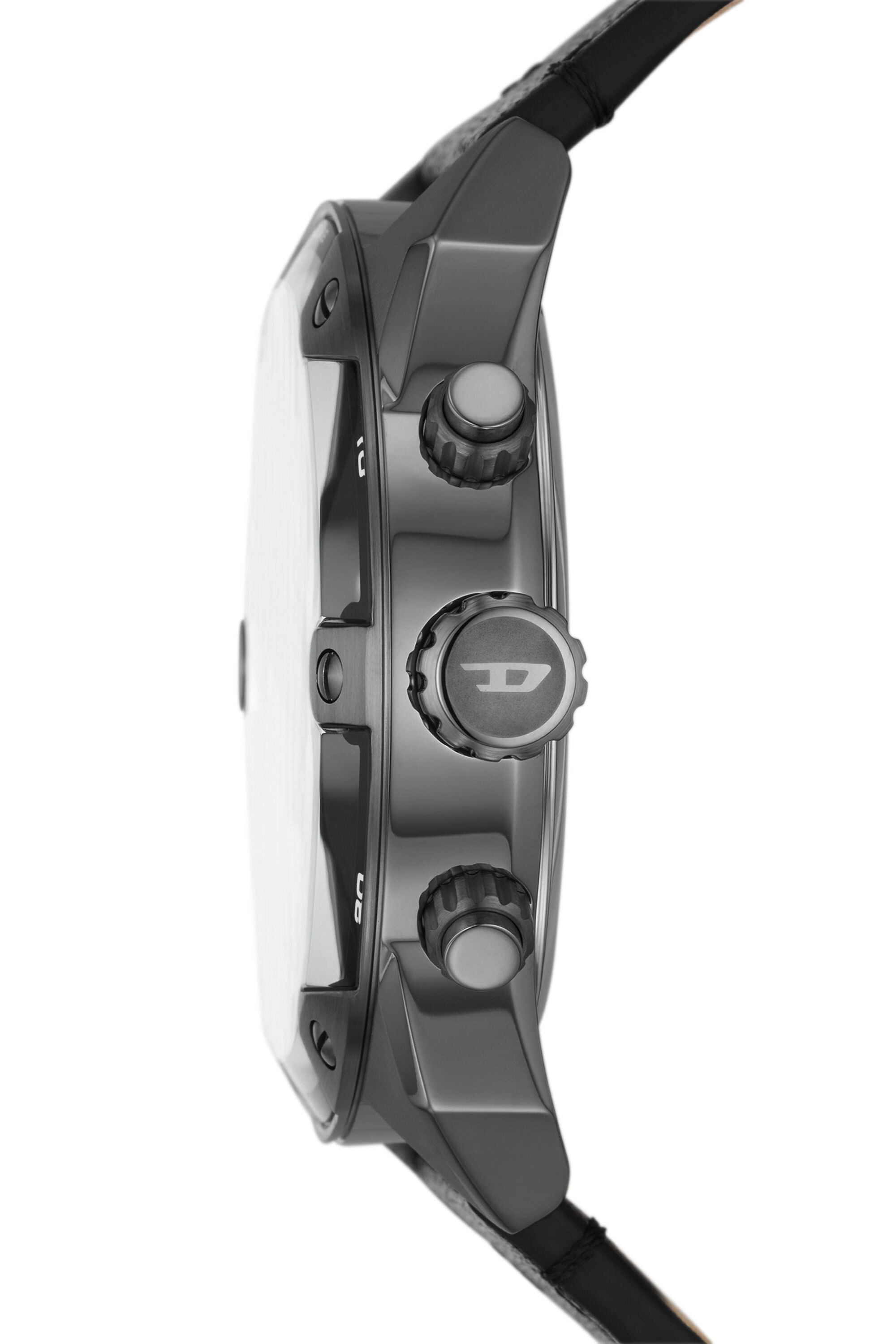 Men's Spiked Black Leather Watch | Black | Diesel