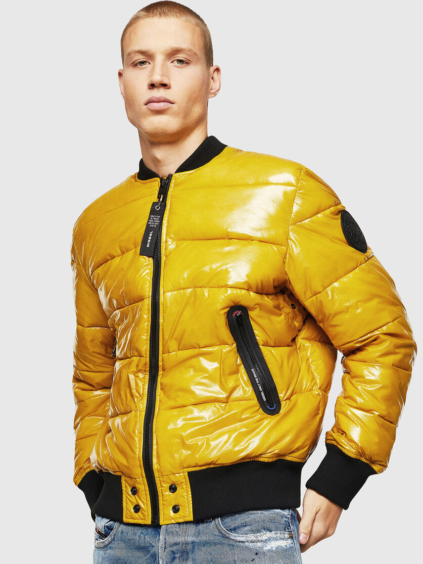 W On Men Padded Bomber Jacket In Coated Nylon Diesel