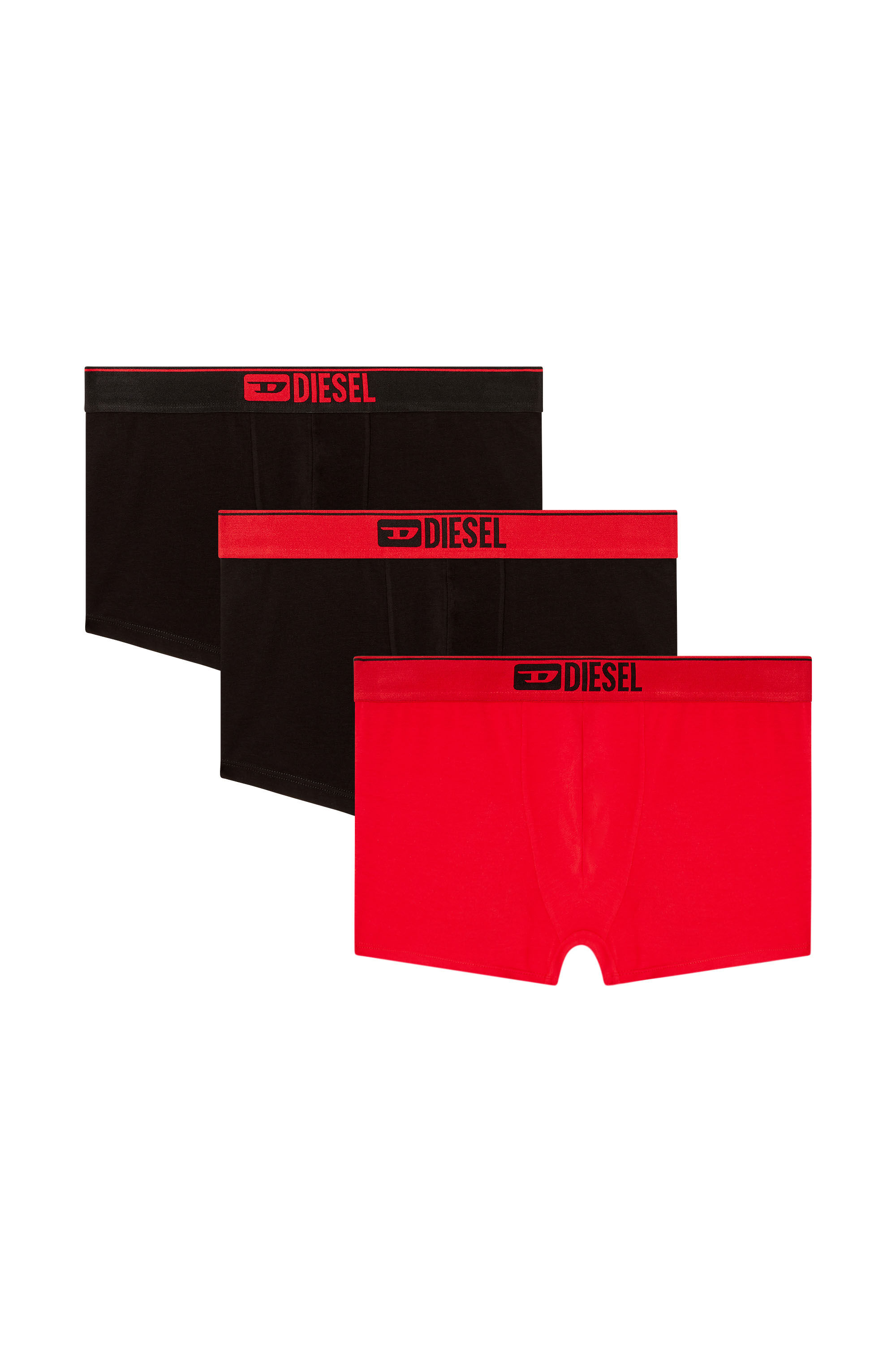 Diesel - UMBX-DAMIENTHREEPACK, Man's Three-pack of plain boxer in Red/Black - 4
