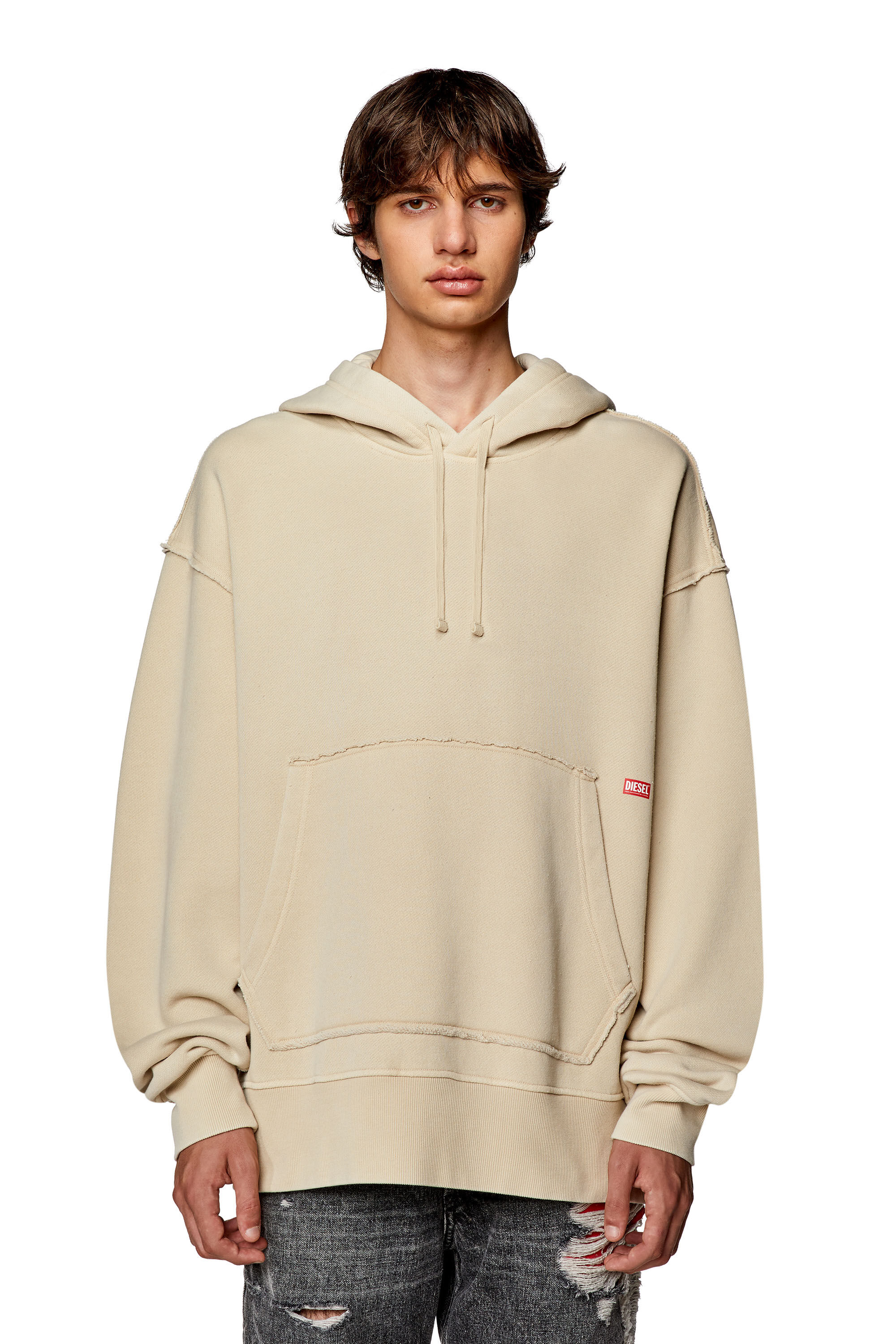 Diesel - S-MACS-HOOD-RW, Sudadera con capucha con logotipo Diesel Panther Hombre in Beige - 6