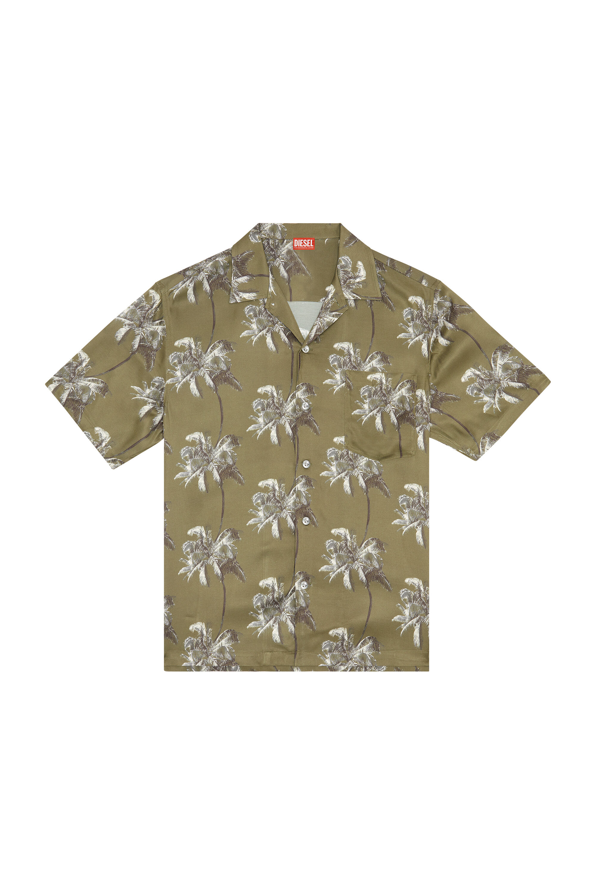 Men's Beach shirt with palm trees print | Brown | Diesel