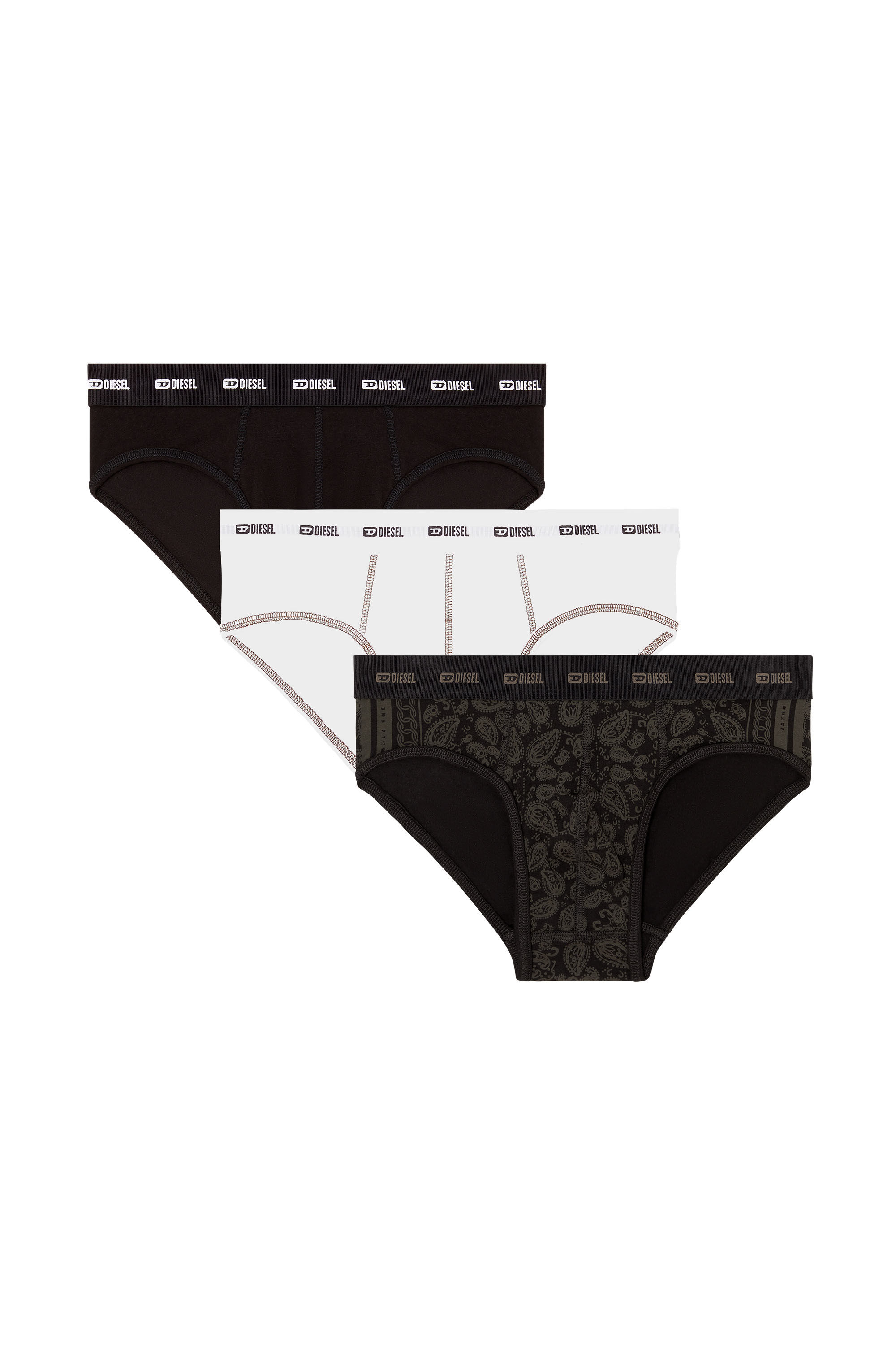 Diesel - ANDRE-UTLT-3PACK, Paquete de 3 slips para hombre de algodón elástico con estampado de bandana Hombre in Multicolor - 2