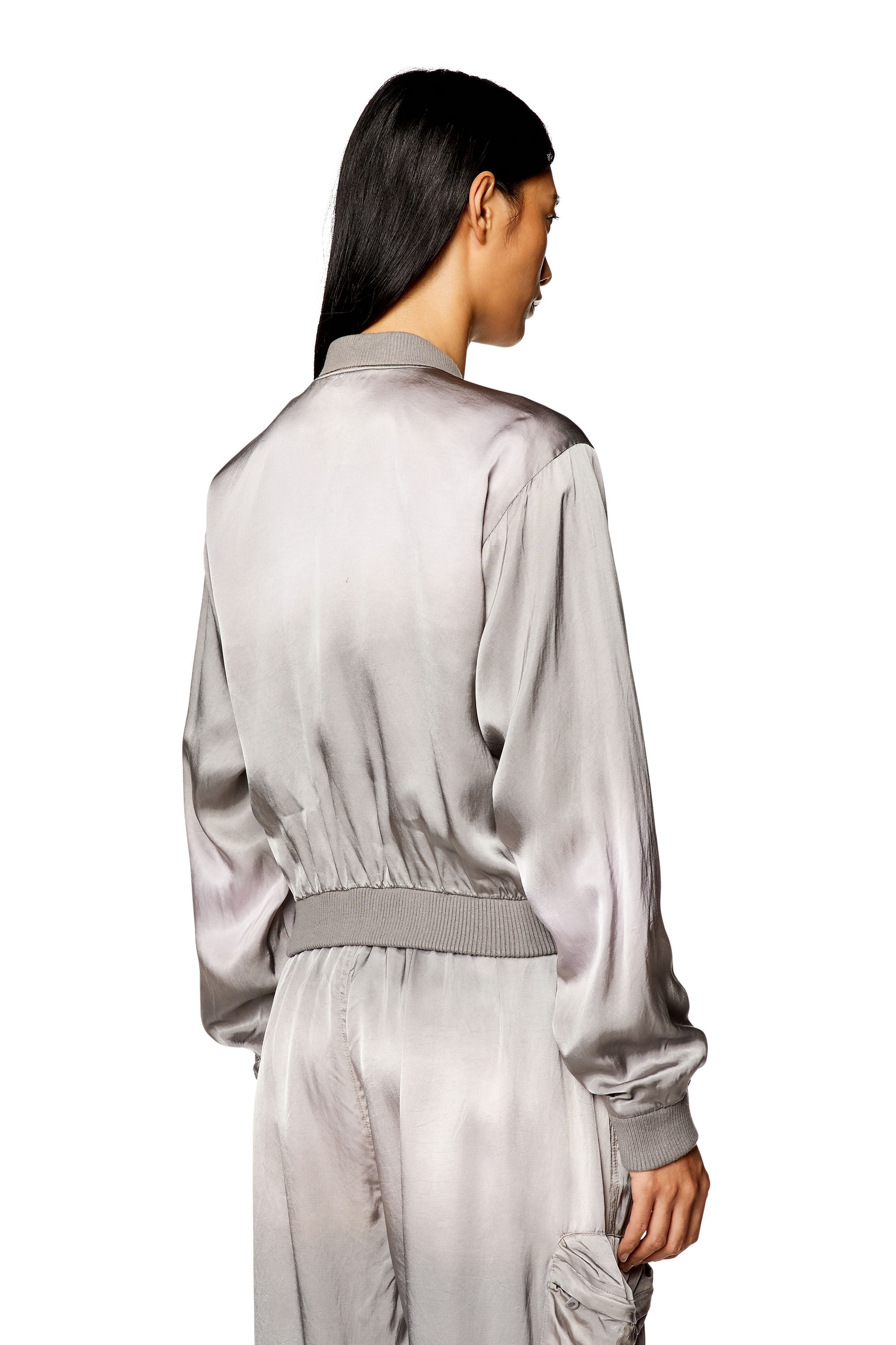 Women's Bomber jacket in treated satin | Grey | Diesel