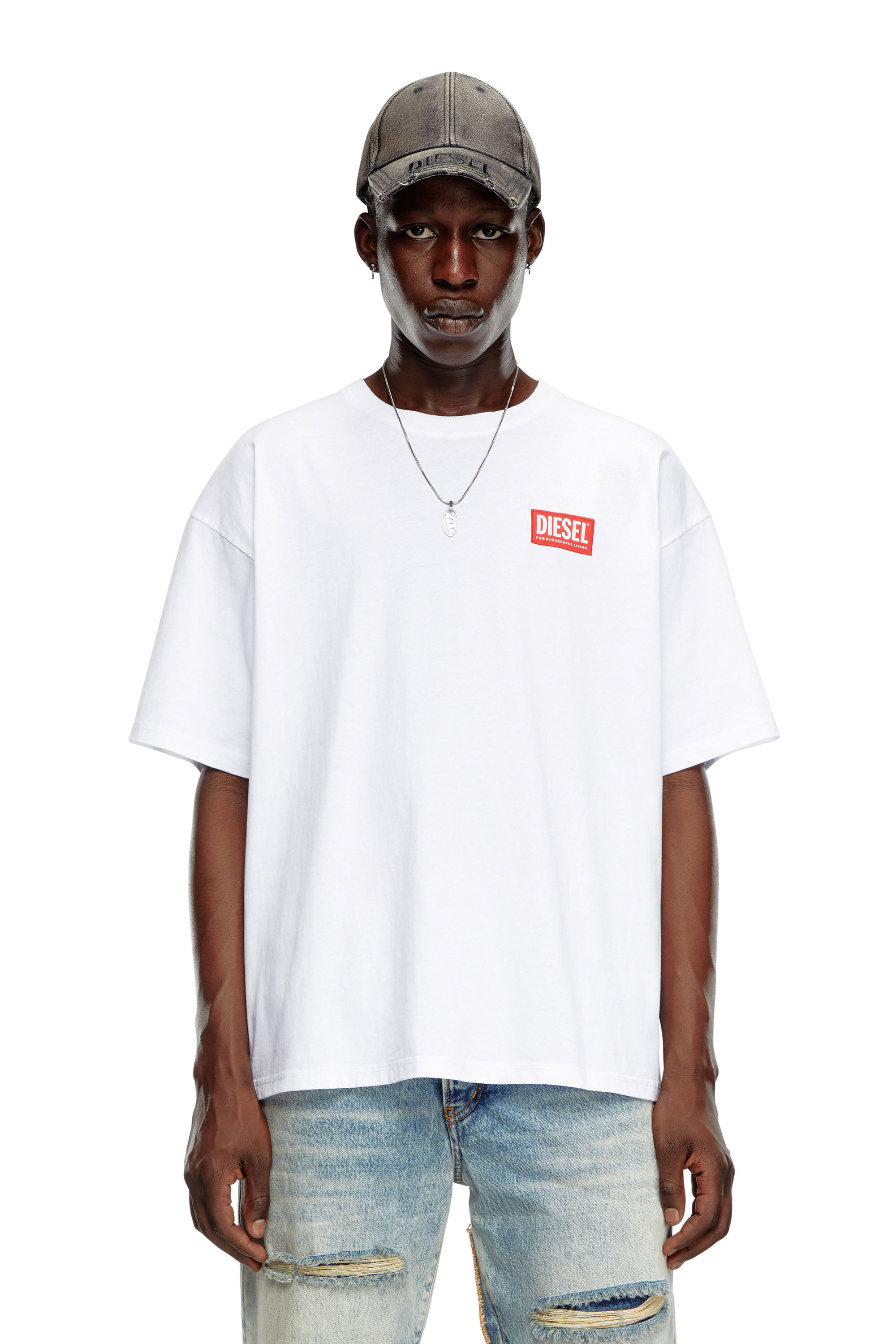 Diesel - T-BOXT-LAB, Camiseta con parche del logotipo en jacquard Hombre in Blanco - 3